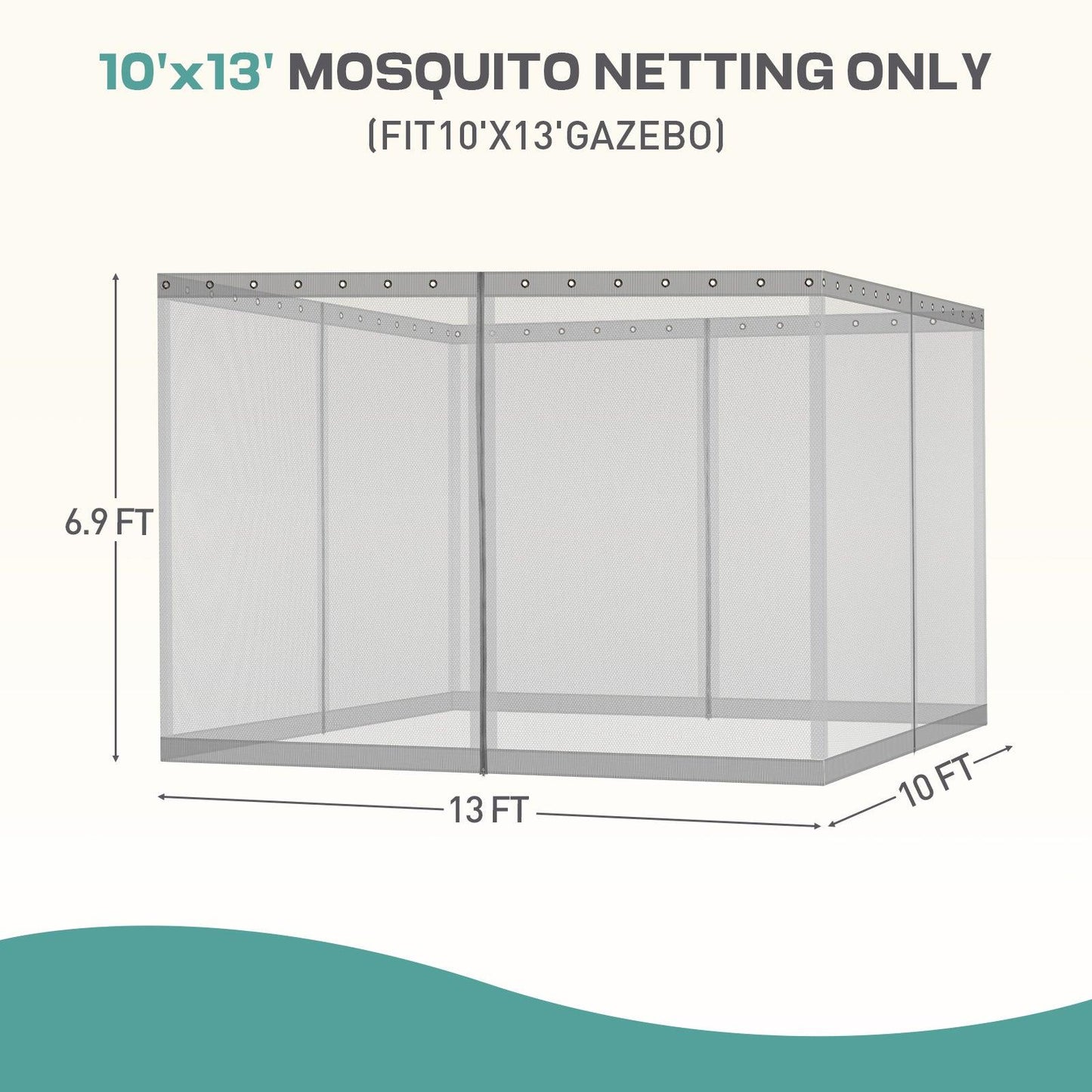 Universal Gazebo Replacement Mosquito Netting Screen 4-Panel Sidewalls with Double Zipper (Only Netting) Gray Aoodor