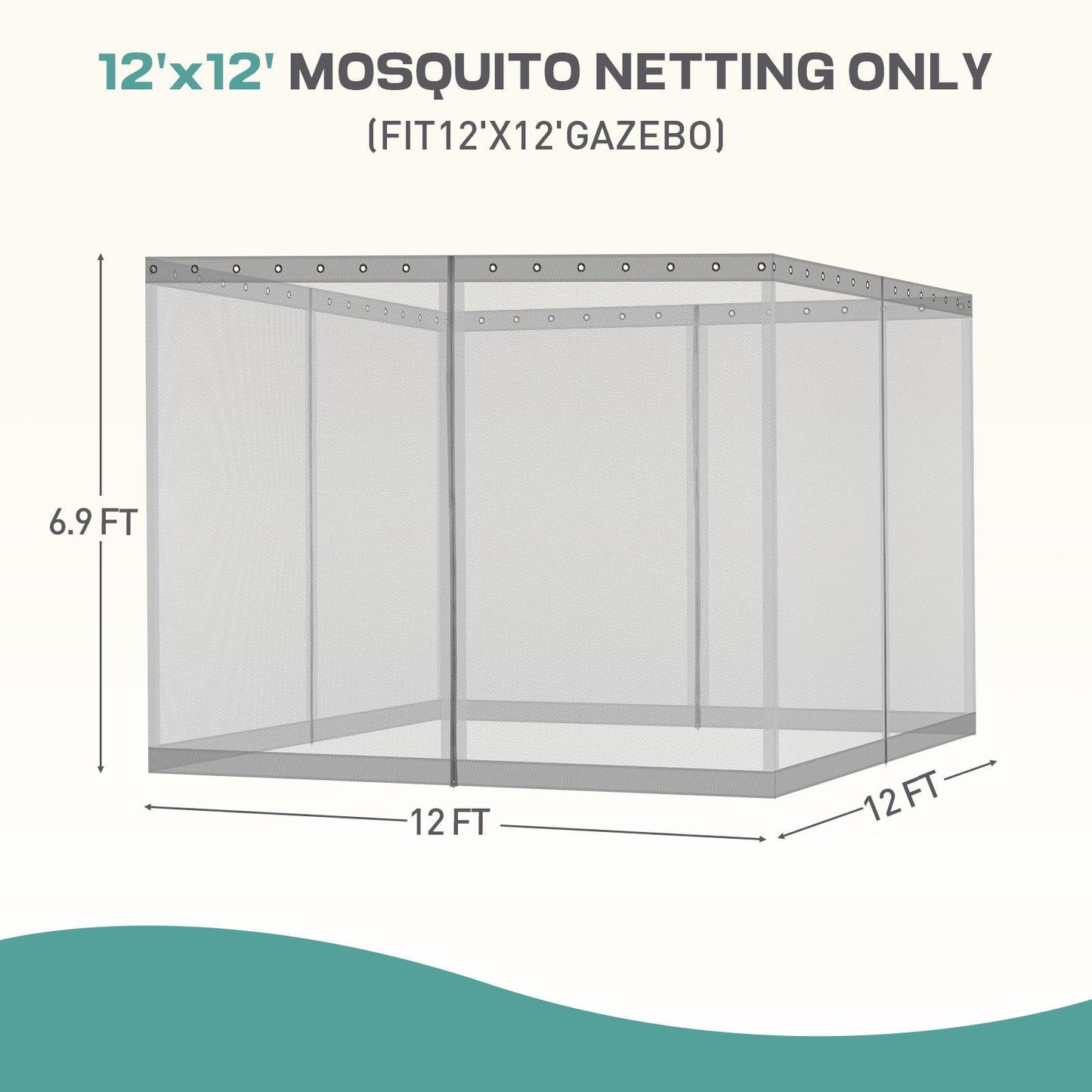 Universal Gazebo Replacement Mosquito Netting Screen 4-Panel Sidewalls with Double Zipper (Only Netting) Gray Aoodor