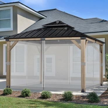 Universal Gazebo Replacement Mosquito Netting Screen 4-Panel Sidewalls with Double Zipper (Only Netting) Gray Aoodor