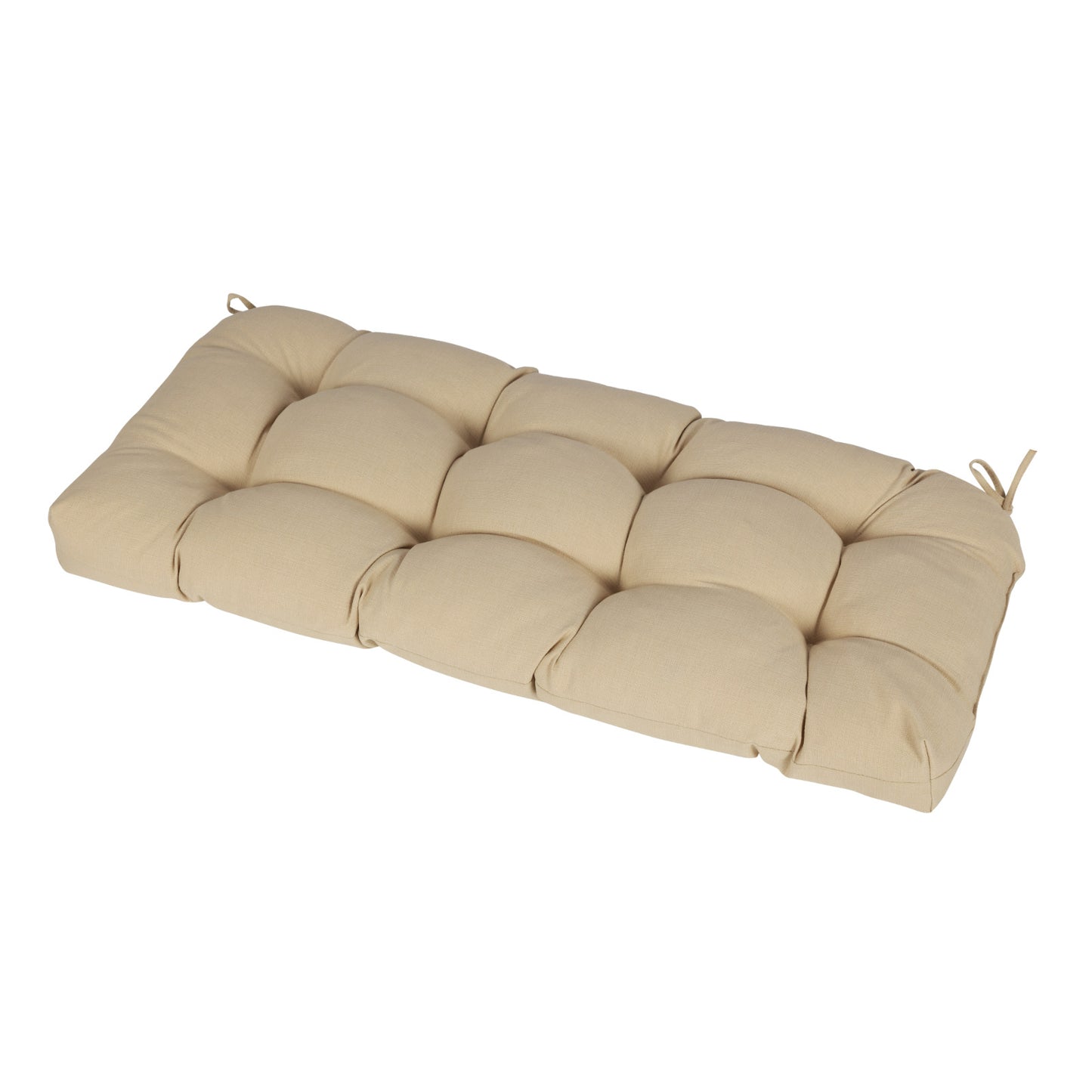 Outdoor Polyester Tufted Bench Cushion, Water & Fade Resistant, Khaki