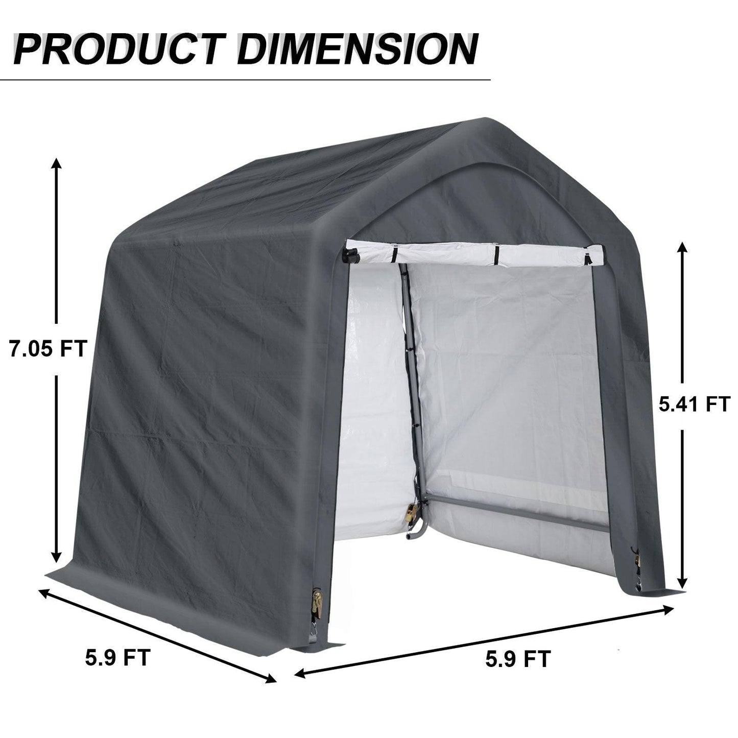 6x6/6x8/8x8/8x12 ft. Heavy Duty Storage Shelter, Portable Shed Carport