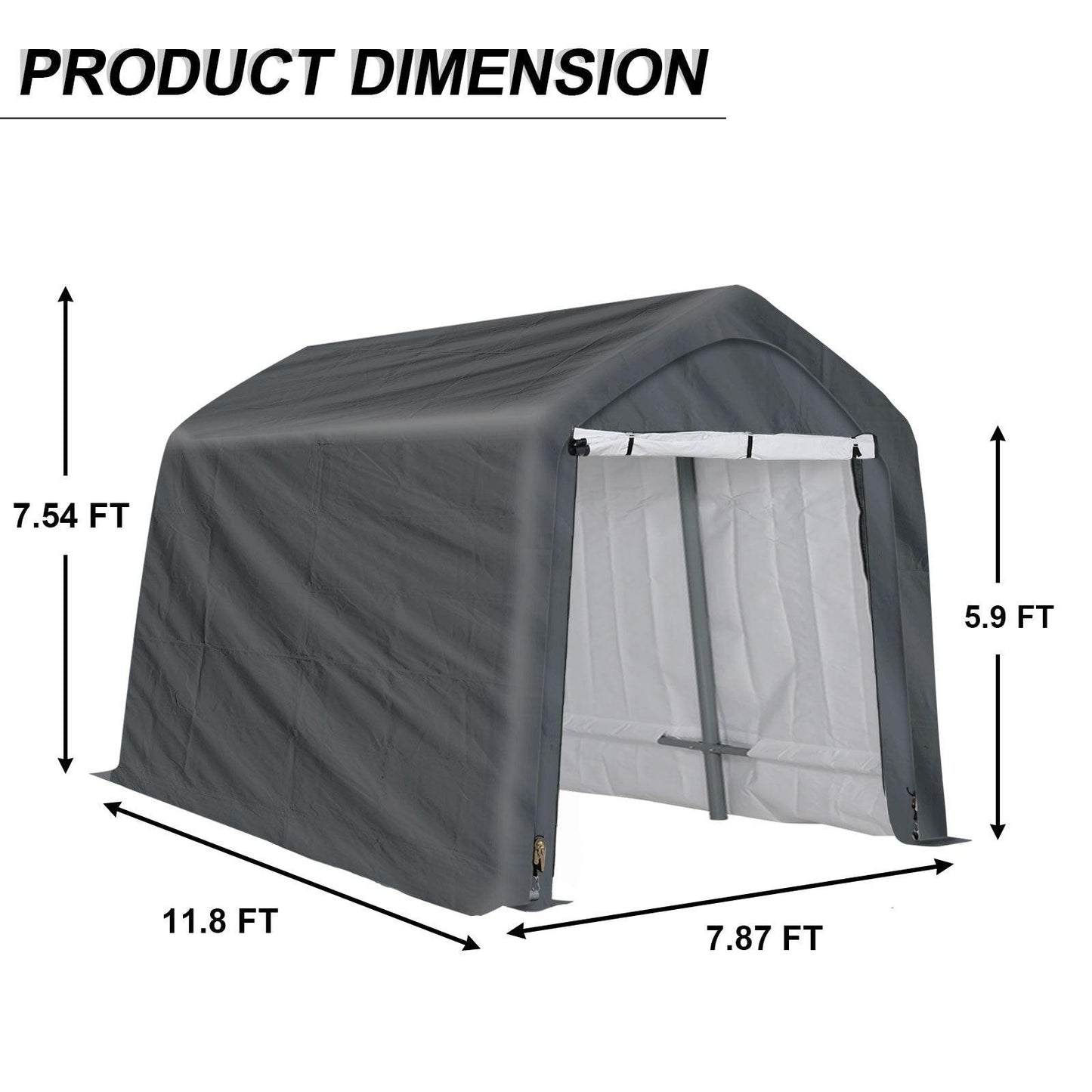 6x6/6x8/8x8/8x12 ft. Heavy Duty Storage Shelter, Portable Shed Carport