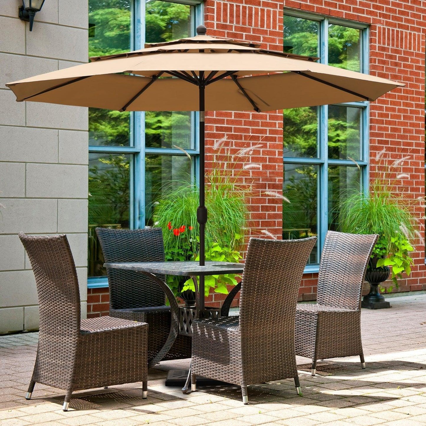 3 Tier 10ft. Patio Umbrella - Market Umbrella with Crank (No Base) Patio Umbrella Aoodor