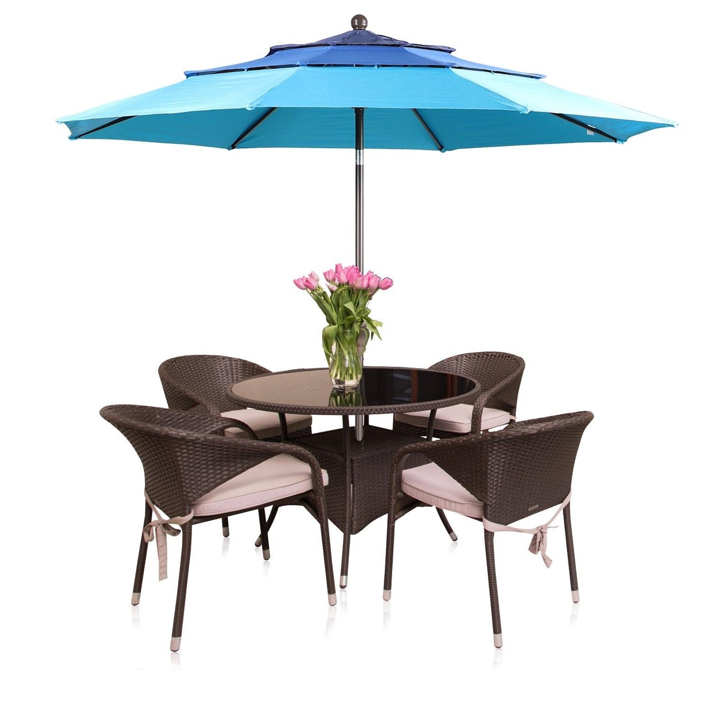 3 Tier 10ft. Patio Umbrella - Market Umbrella with Crank (No Base) Patio Umbrella Aoodor