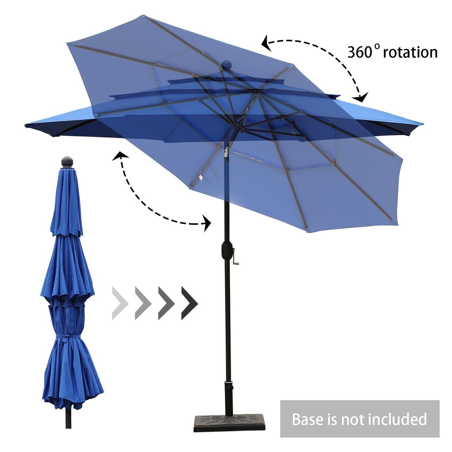 3 Tier 10ft. Patio Umbrella - Market Umbrella with Crank (No Base) Patio Umbrella Aoodor