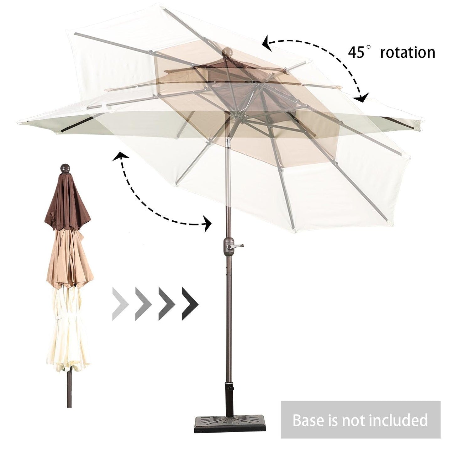3 Tier 10ft. Patio Umbrella - Market Umbrella with Crank (No Base) Patio Umbrella Aoodor