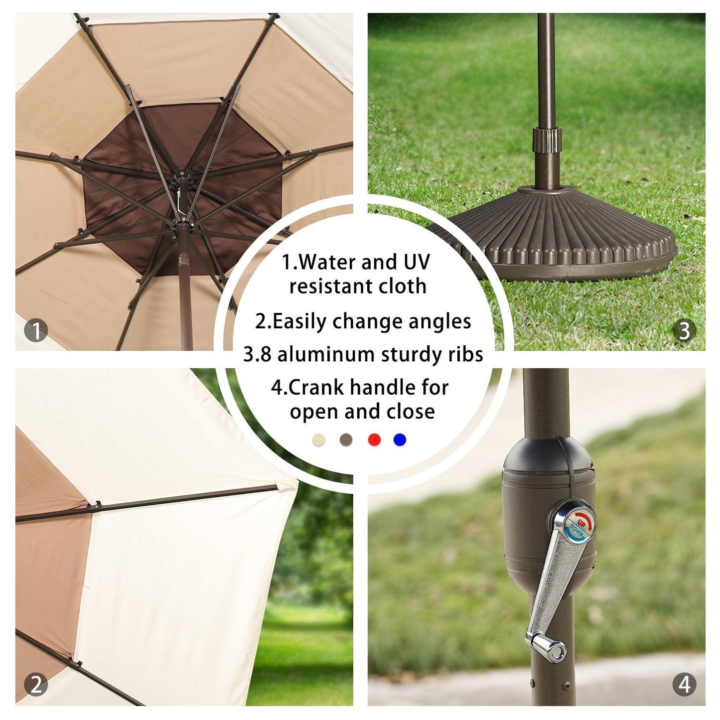 3 Tier 10ft. Patio Umbrella - Market Umbrella with Crank (No Base) Patio Umbrella Aoodor