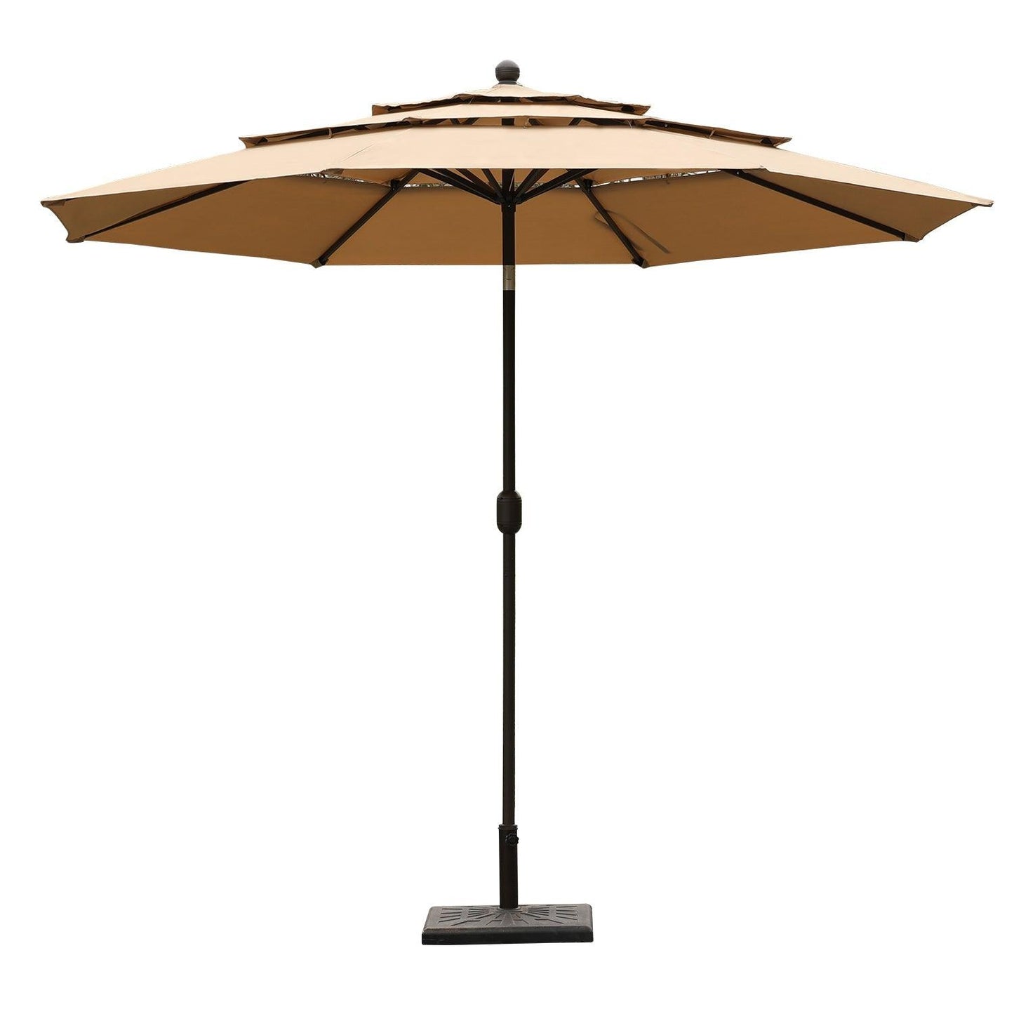 3 Tier 10ft. Patio Umbrella - Market Umbrella with Crank (No Base) Patio Umbrella Aoodor Brown