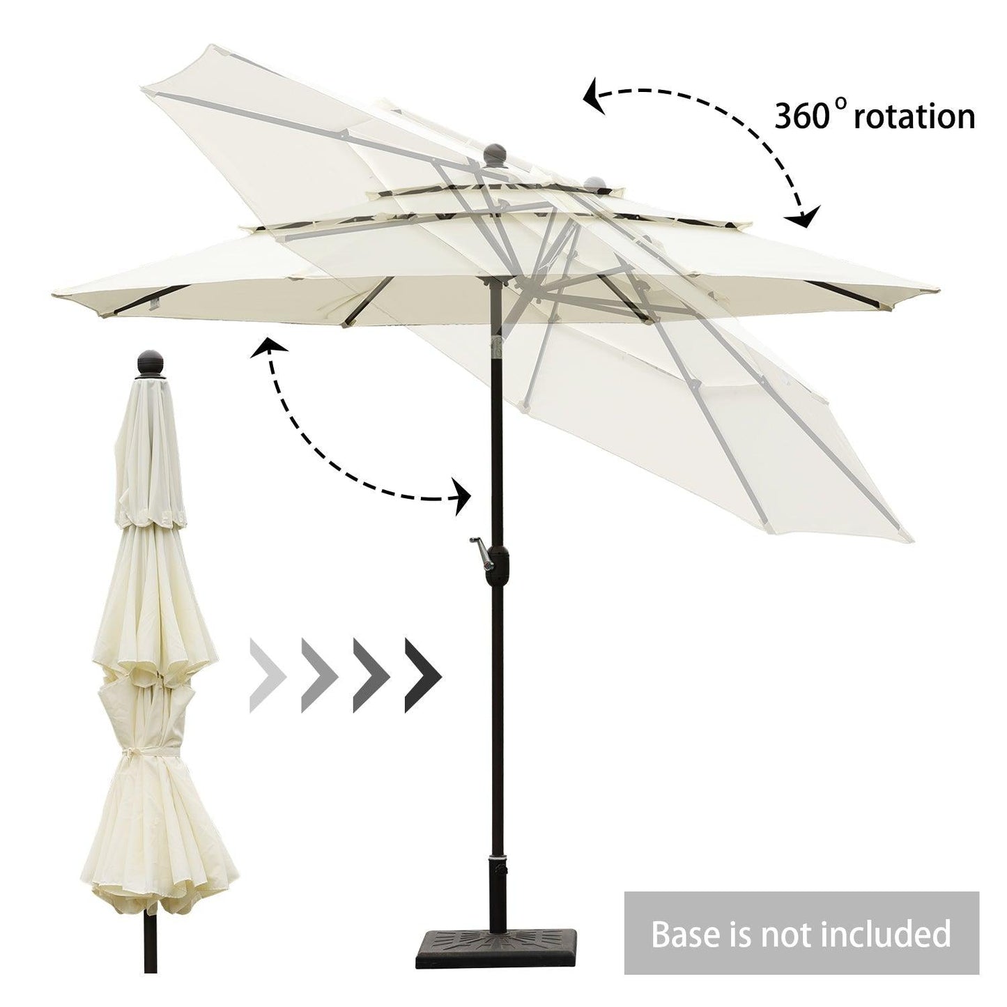 3 Tier 10ft. Patio Umbrella - Market Umbrella with Crank (No Base) Patio Umbrella Aoodor