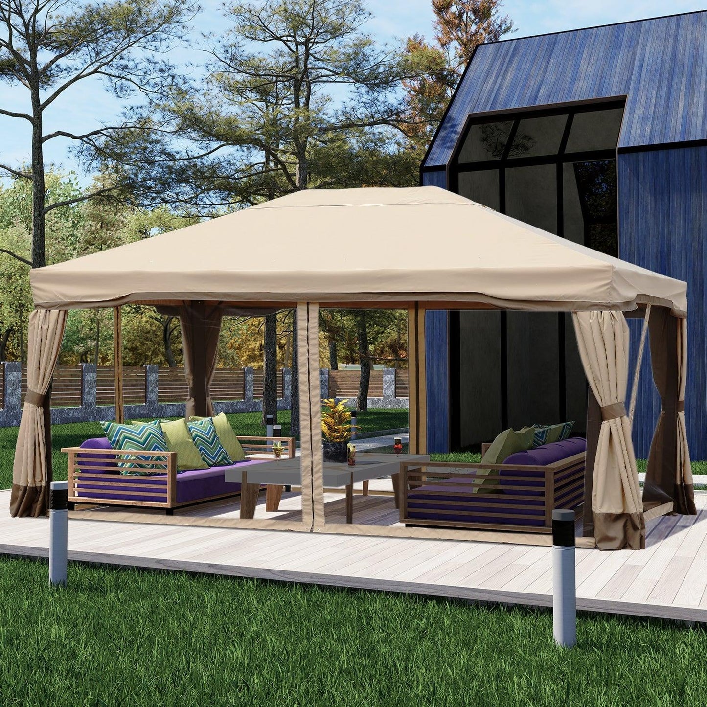 12 x 12 ft. Outdoor Gazebo Tent Canopy Shelter, Aluminum Frame with Privacy Curtain and Netting Gazebo Aoodor LLC