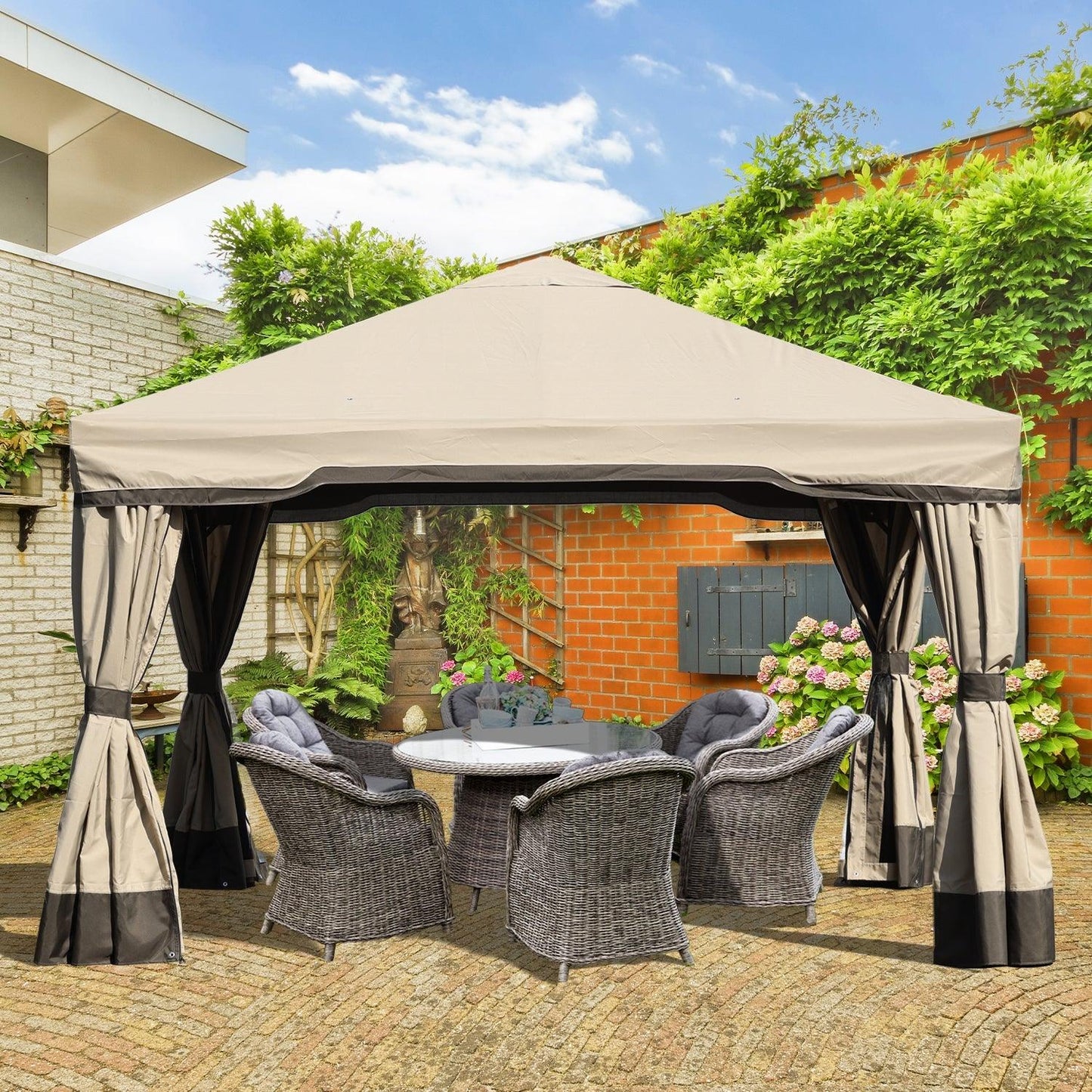 12 x 12 ft. Outdoor Gazebo Tent Canopy Shelter, Aluminum Frame with Privacy Curtain and Netting Gazebo Aoodor LLC