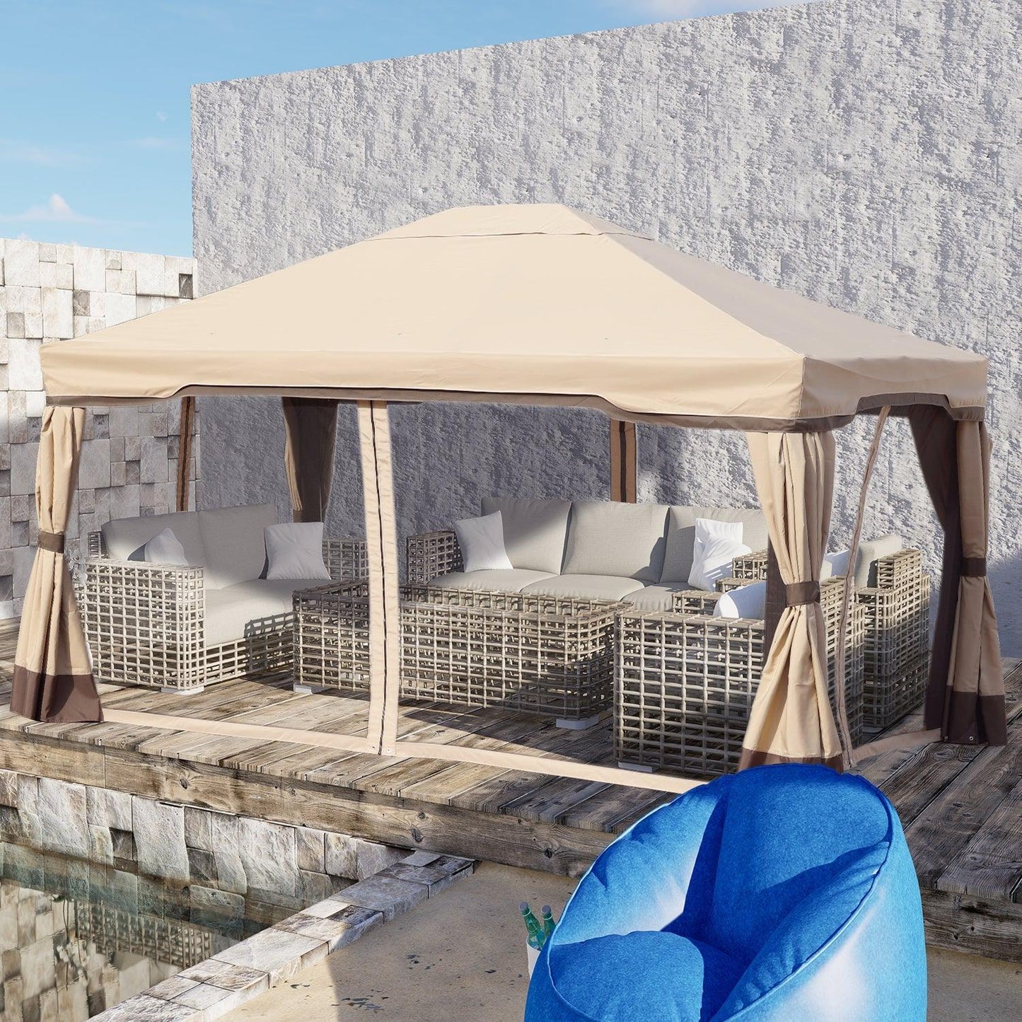 12 x 12 ft. Outdoor Gazebo Tent Canopy Shelter, Aluminum Frame with Privacy Curtain and Netting Gazebo Aoodor LLC