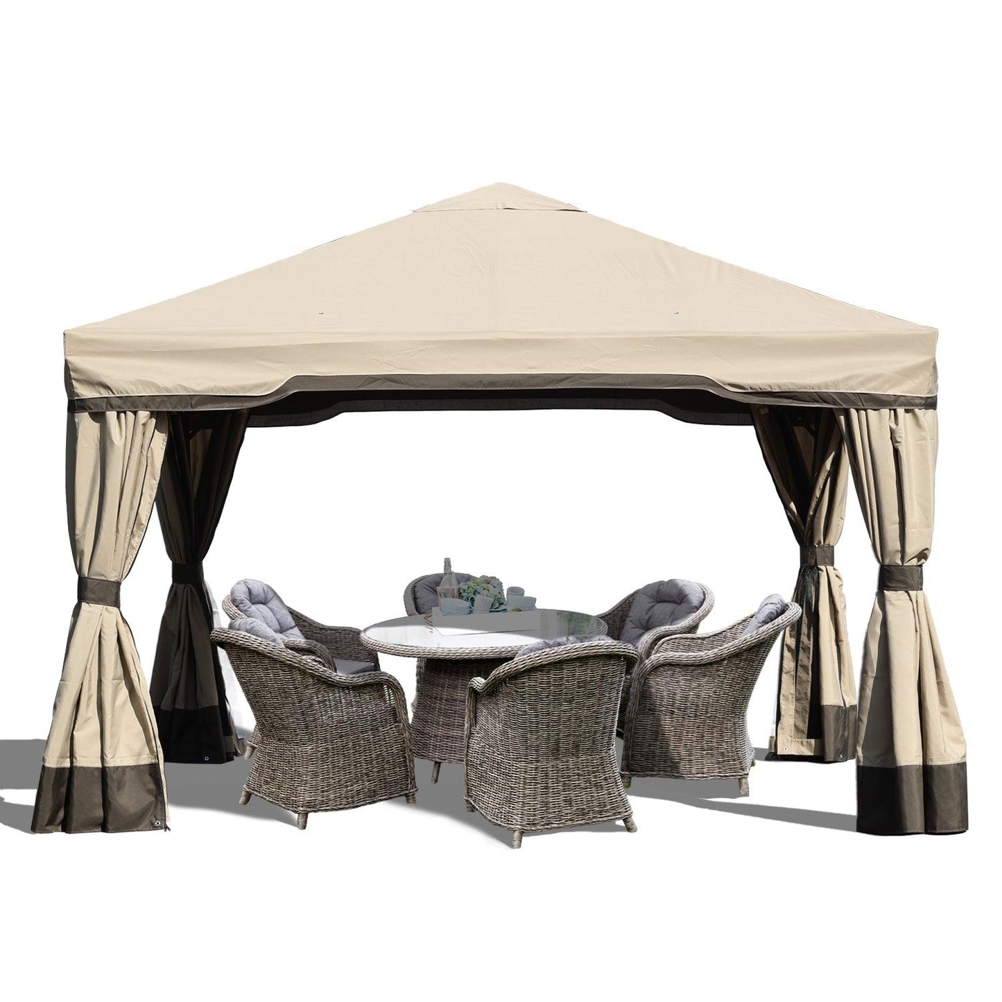 12 x 12 ft. Outdoor Gazebo Tent Canopy Shelter, Aluminum Frame with Privacy Curtain and Netting Gazebo Aoodor LLC