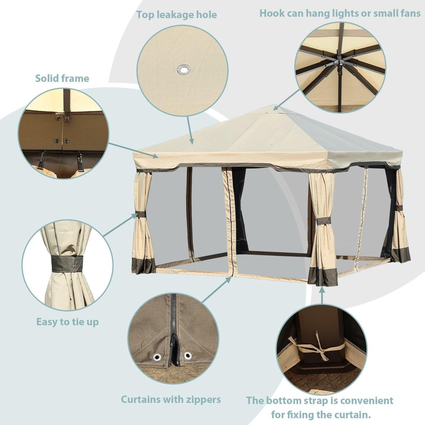 12 x 12 ft. Outdoor Gazebo Tent Canopy Shelter, Aluminum Frame with Privacy Curtain and Netting Gazebo Aoodor LLC