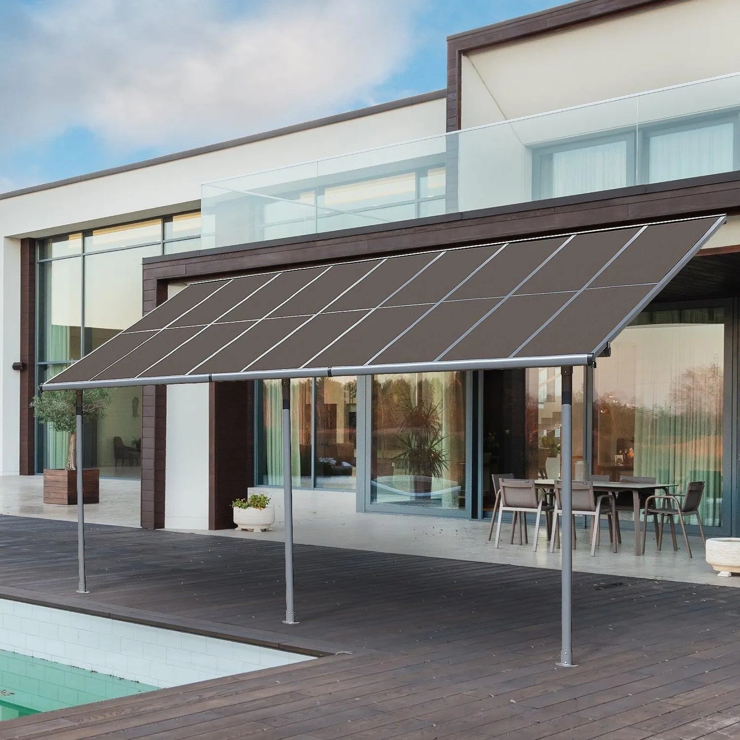 13x10/16.5x10 ft. Wall Mount Gazebo - Polycarbonate Outdoor Pergola - Aoodor