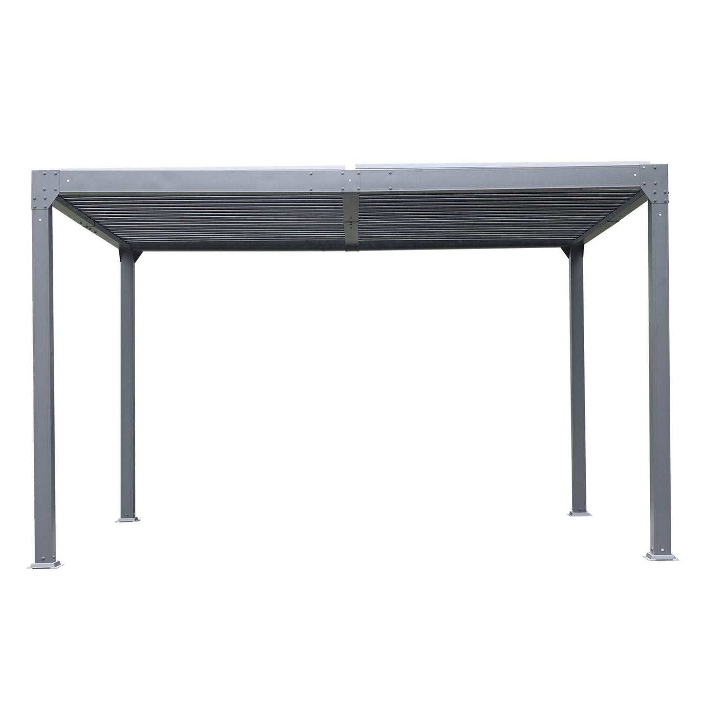 13 x 10 ft. Outdoor Aluminum Louvered Pergola, Sun Shade Shelter with 2 Adjustable Panels - Dark Gray  Aoodor