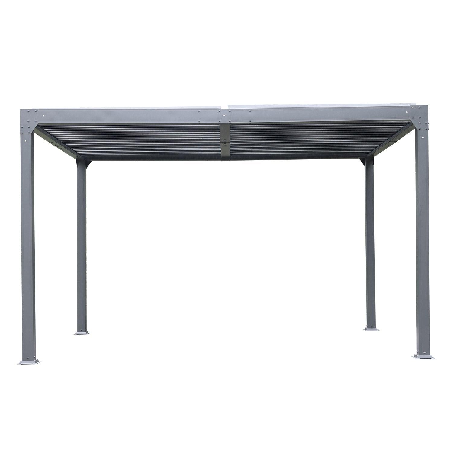 13 x 10 ft. Outdoor Aluminum Louvered Pergola, Sun Shade Shelter with 2 Adjustable Panels - Dark Gray  Aoodor