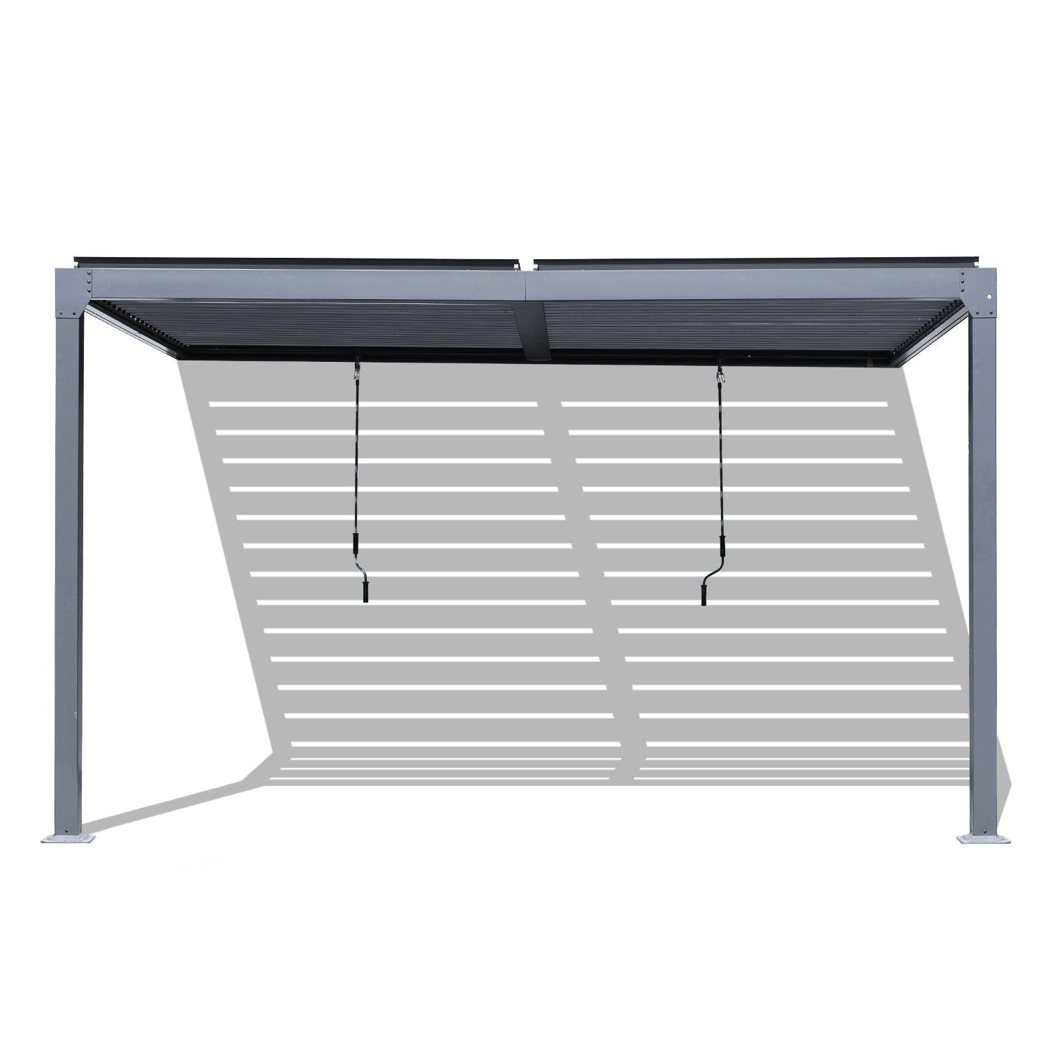 13 x 10 ft. Outdoor Aluminum Wall Mounted Louvered Pergola, Sun Shade Shelter with 2 Adjustable Panels  - Dark Gray/White Louvered Pergola Aoodor LLC Dark Gray