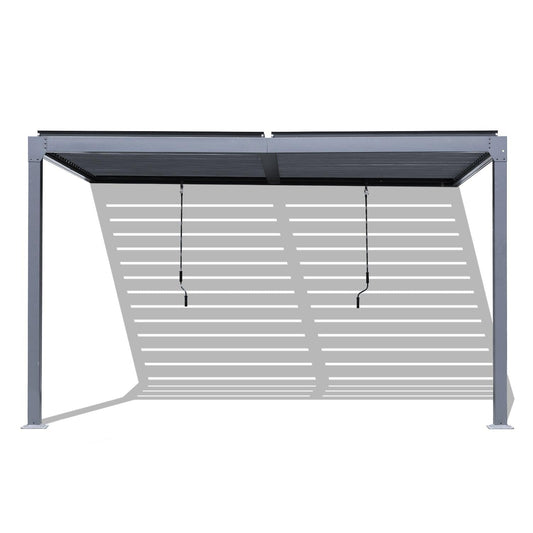 13x10 ft. Outdoor Aluminum Wall Mounted Louvered Pergola, Sun Shade Shelter with 2 Adjustable Panels - Dark Gray/White - Aoodor