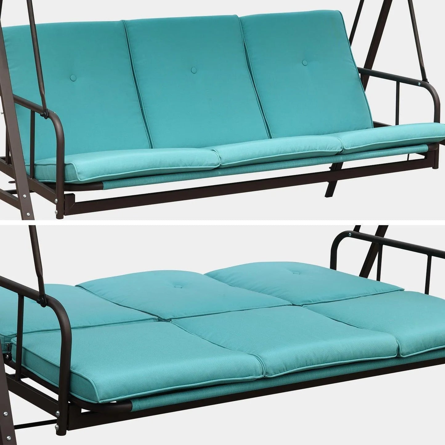 3-Person Outdoor Patio Swing Chair with Adjustable Canopy Furniture Aoodor