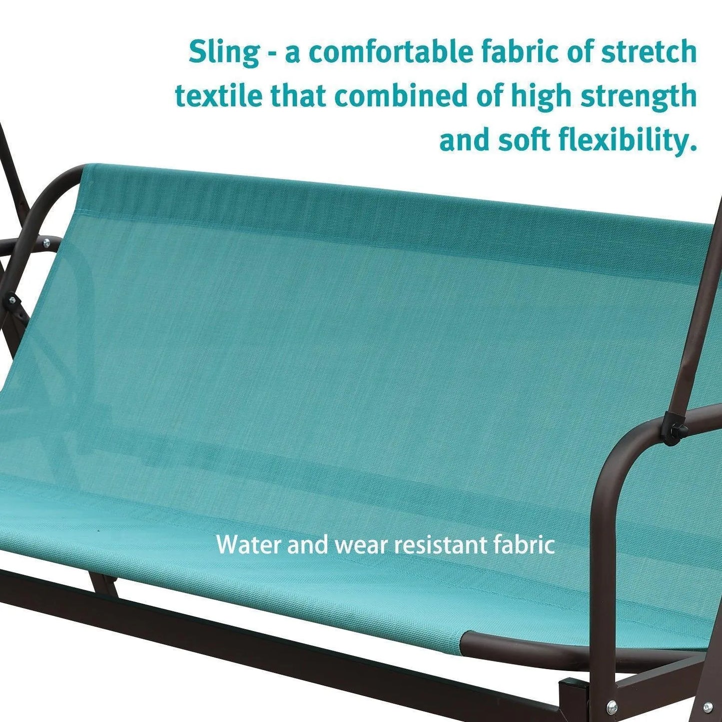 3-Person Outdoor Patio Swing Chair with Adjustable Canopy Furniture Aoodor