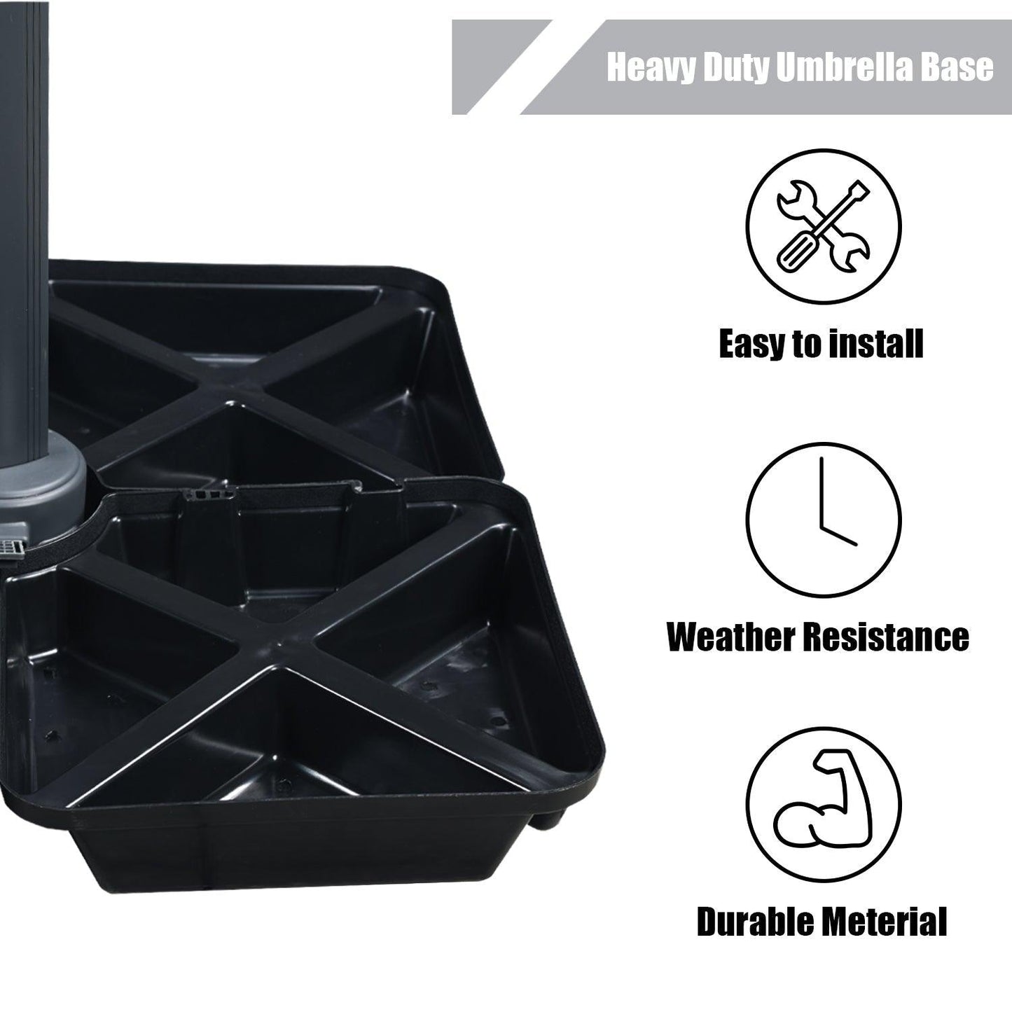 4-Piece Offset Cantilever Patio Umbrella Base Stand - Sand Filled Weight Plates for Stability Patio Umbrella Aoodor LLC
