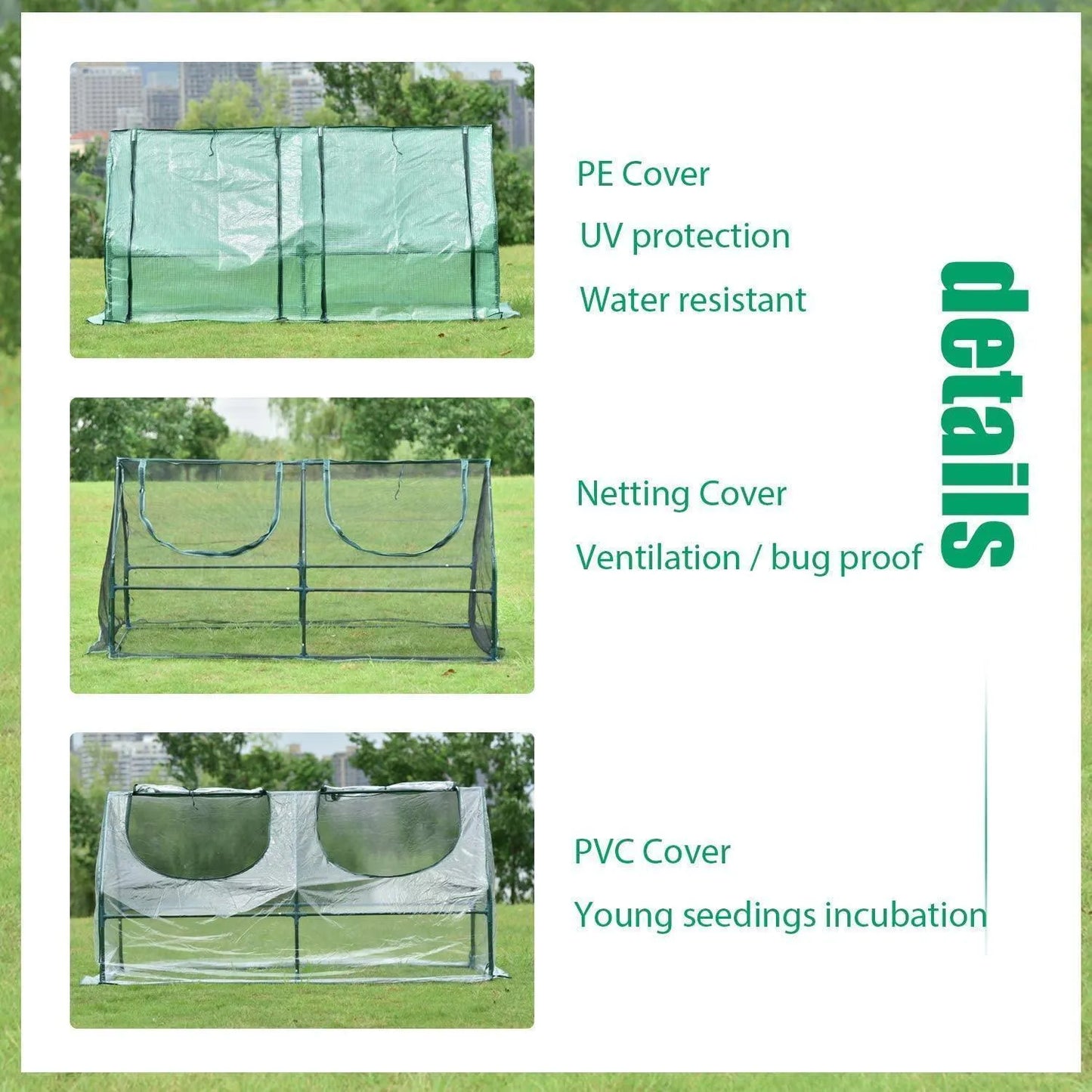 6 ft. x 3 ft. x 3ft. Mini Greenhouse with 2 Zipper Doors, Water Resistant UV Protected with 2 Covers Greenhouse Aoodor