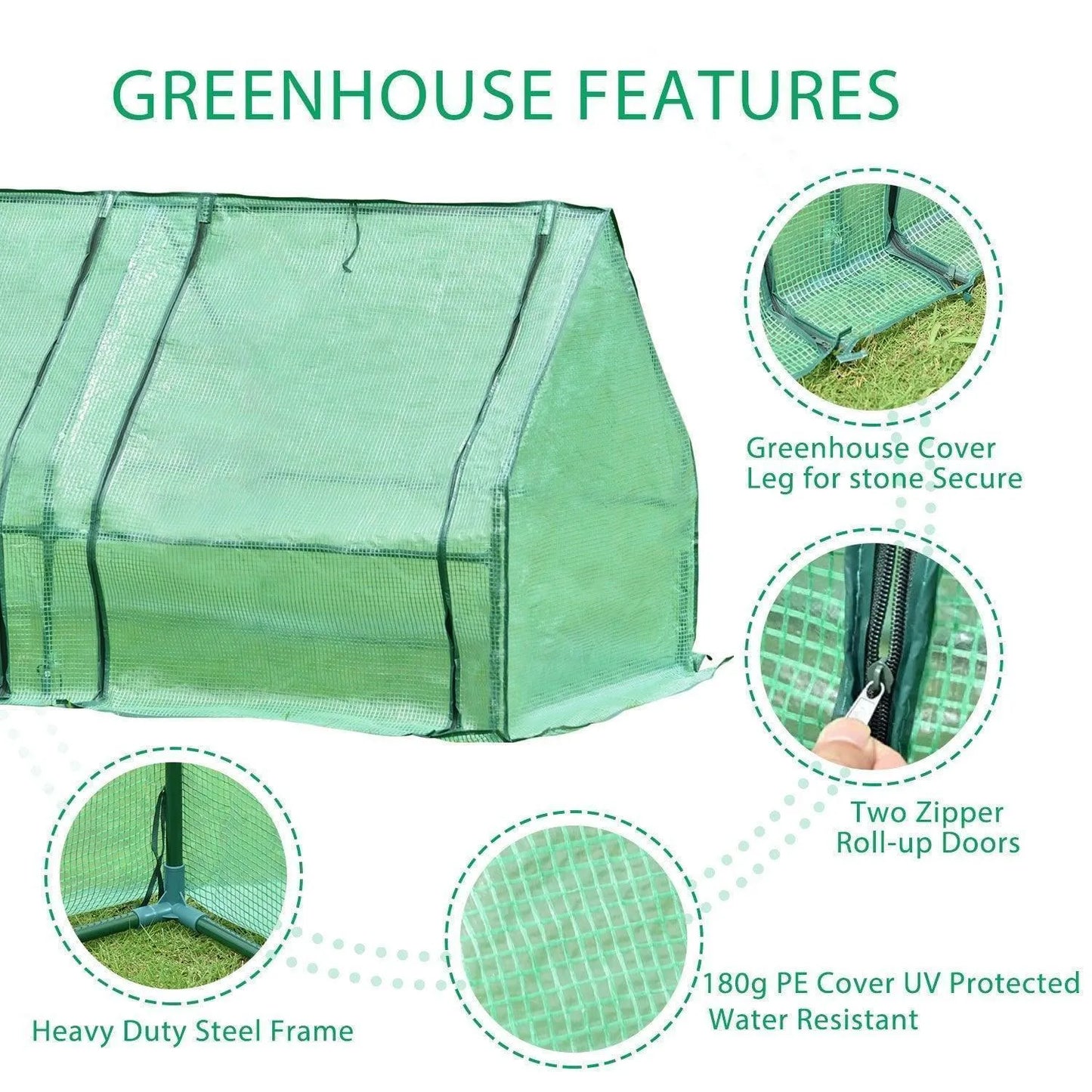 6 ft. x 3 ft. x 3ft. Mini Greenhouse with 2 Zipper Doors, Water Resistant UV Protected with 2 Covers Greenhouse Aoodor