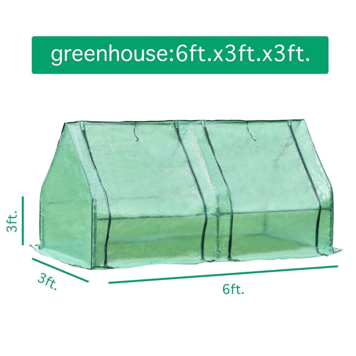 6 ft. x 3 ft. x 3ft. Mini Greenhouse with 2 Zipper Doors, Water Resistant UV Protected with 2 Covers Greenhouse Aoodor