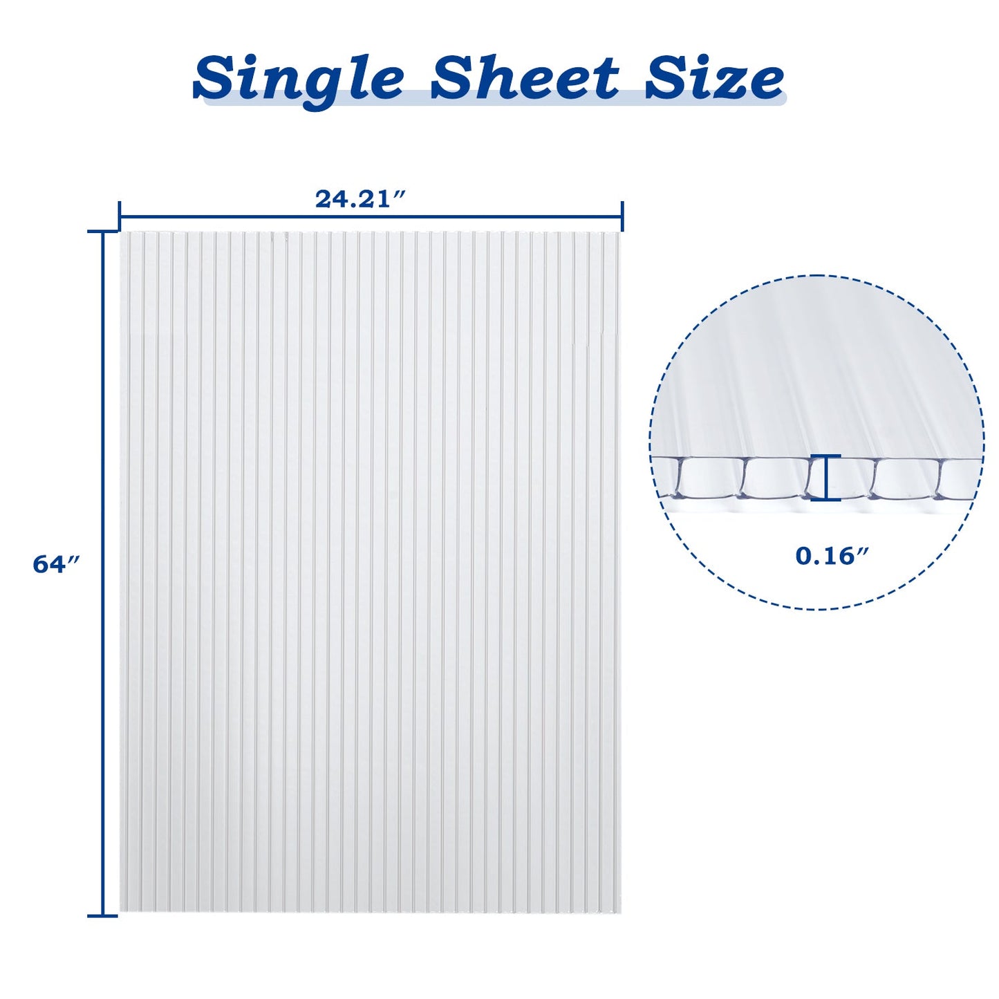 6 Pieces Polycarbonate Clear Sheets for Greenhouse Greenhouse Aoodor LLC 24"x 64"