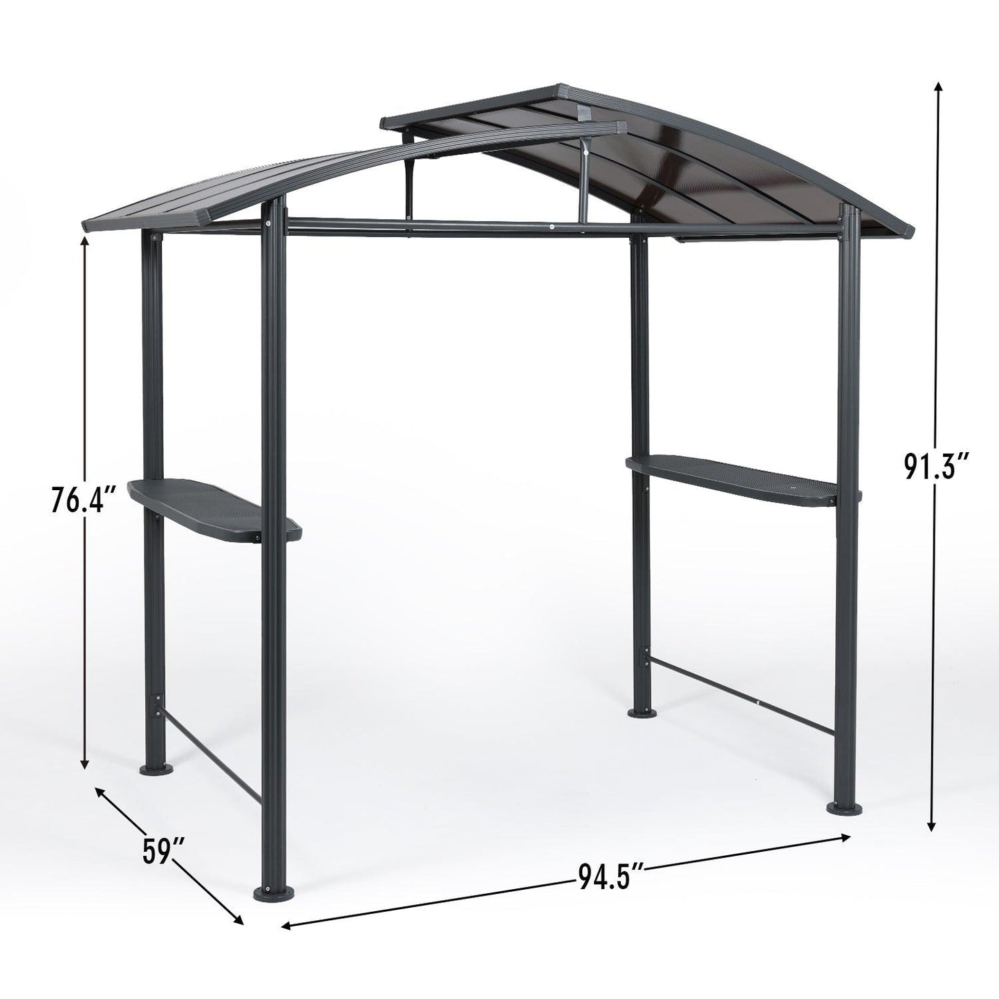 8 x 5 ft. BBQ Grill Gazebo Shelter, Steel Frame and Double-Tier Polycarbonate Top Canopy, with Side Shelves Gazebo Aoodor LLC