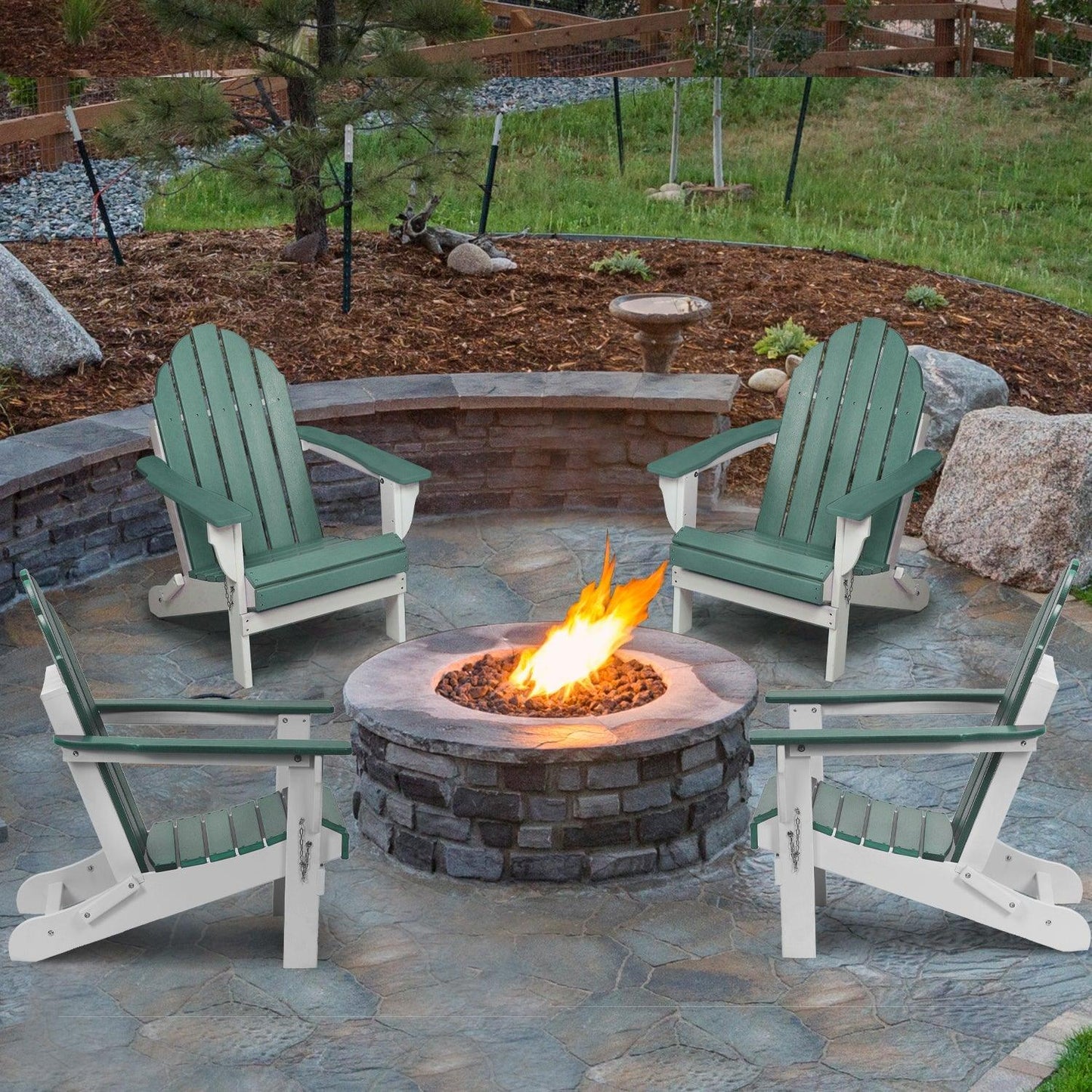 Folding Adirondack Chair 31.5'' (L) x 28.74'' (W) x 37'' (H) Furniture Aoodor