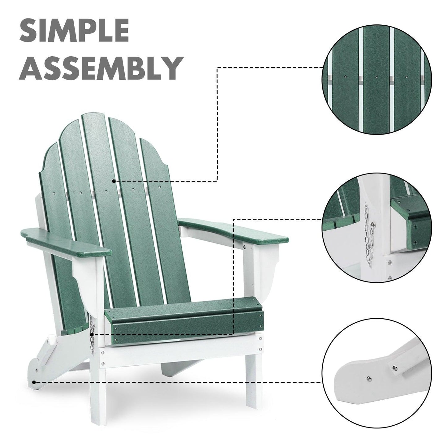 Folding Adirondack Chair 31.5'' (L) x 28.74'' (W) x 37'' (H) Furniture Aoodor
