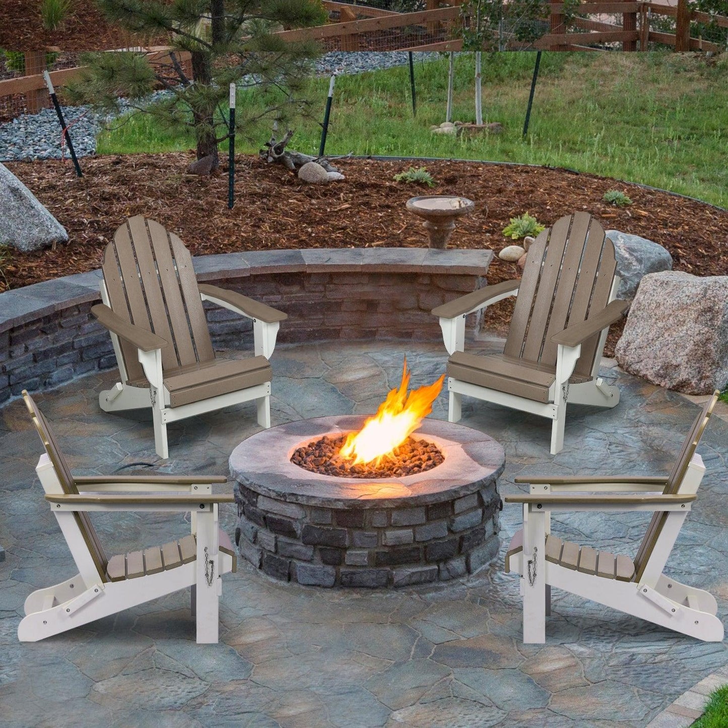 Folding Adirondack Chair 31.5'' (L) x 28.74'' (W) x 37'' (H) Furniture Aoodor