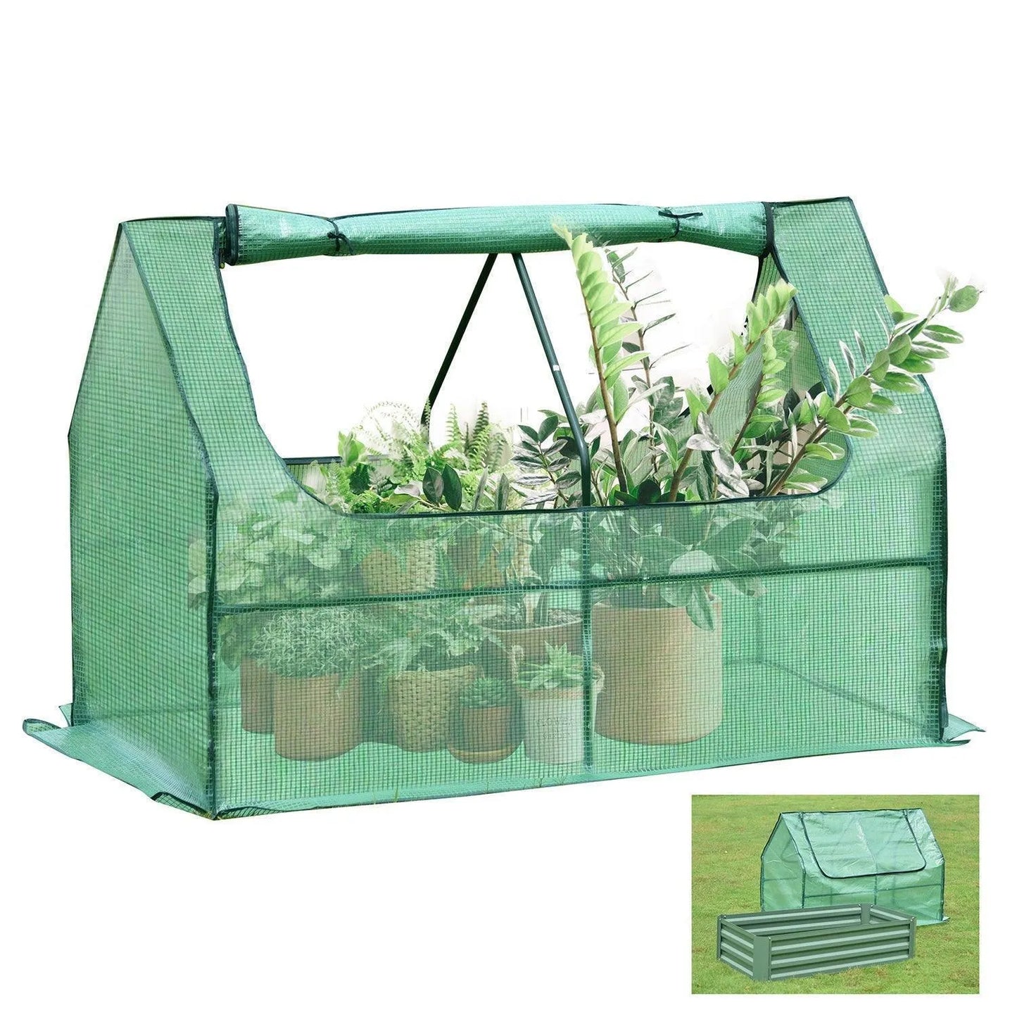 Greenhouse With Raised Garden Beds Greenhouse Aoodor 4 x 2 x 3 Ft. Green Cover