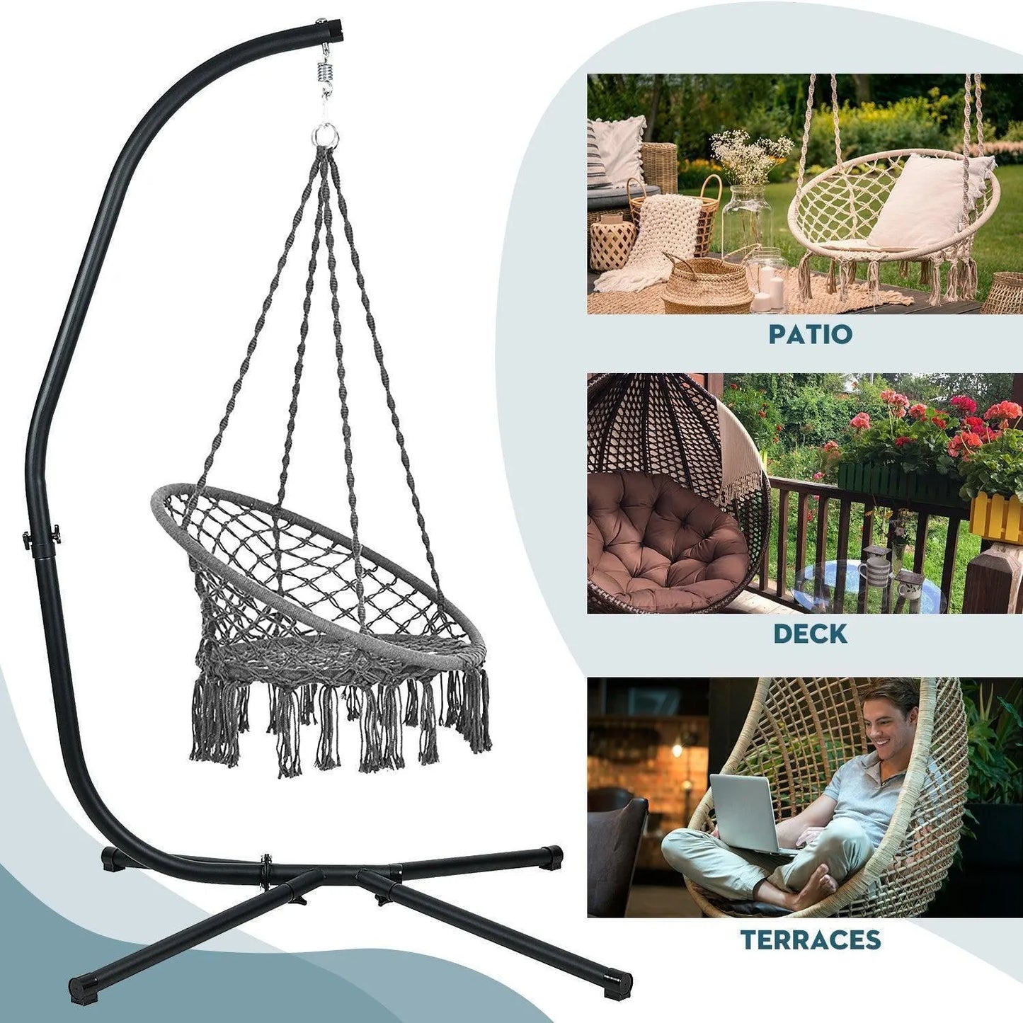 Hammock Steel Stand Only C-Stand - 300 Pound Capacity Aoodor LLC