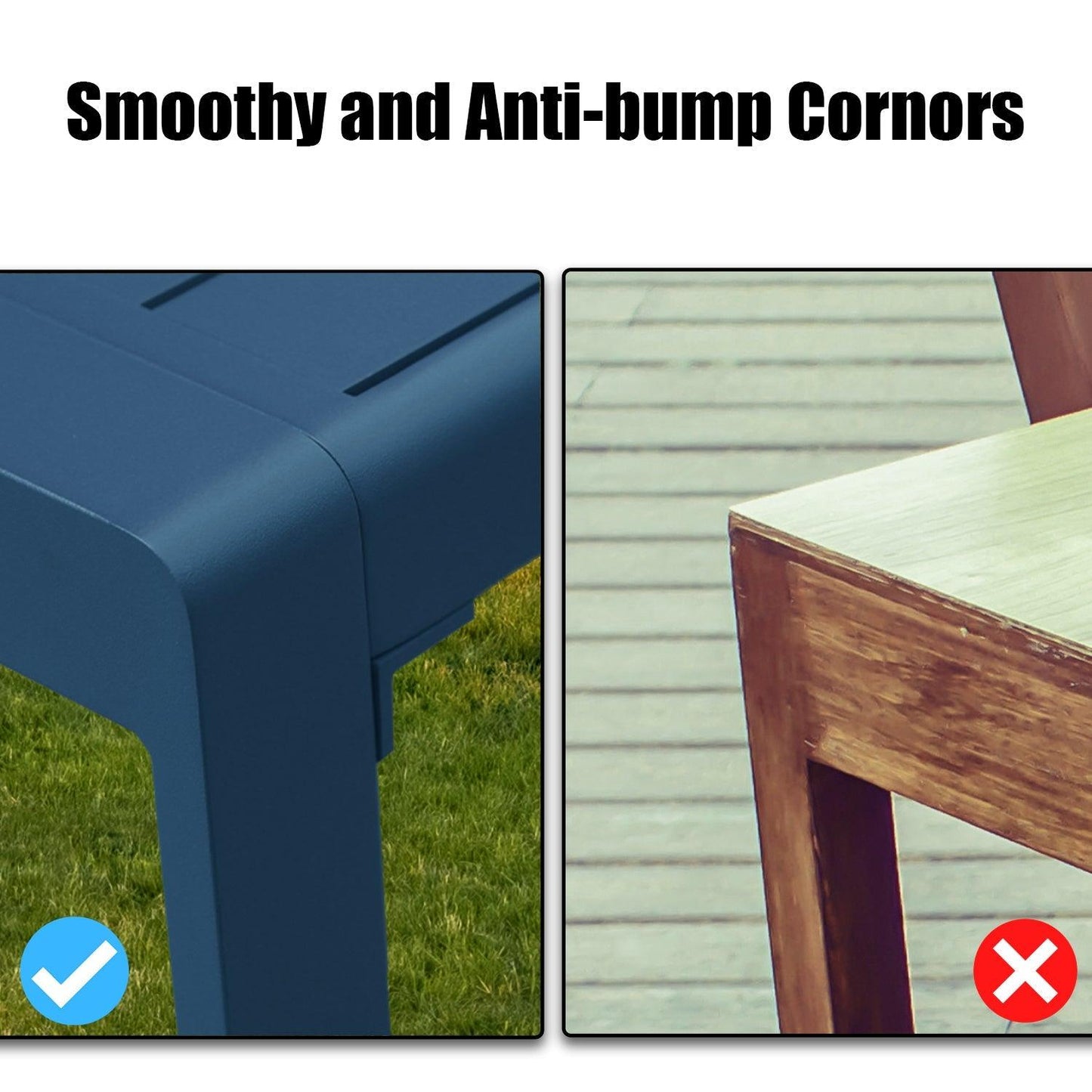 Outdoor 3-Piece Aluminum Picnic Table Set, Rectangular Patio Dining Table with Benches Furniture Aoodor LLC