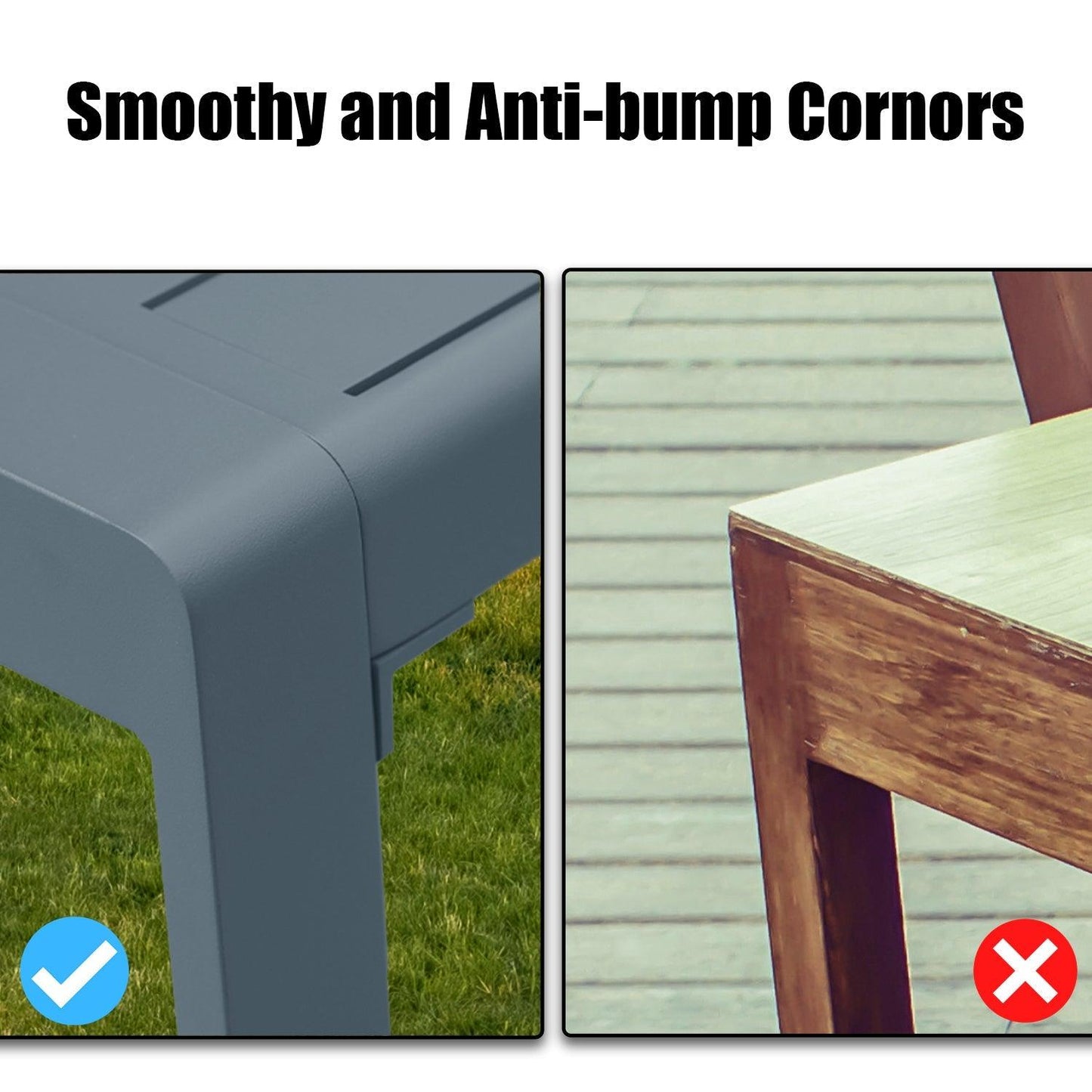 Outdoor 3-Piece Aluminum Picnic Table Set, Rectangular Patio Dining Table with Benches Furniture Aoodor LLC