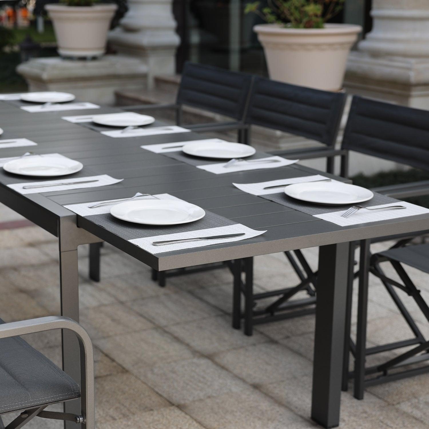 Outdoor 6-10 Person Aluminum Patio Extendable Dining Table - Modern Rectangular Table for Patio, Deck, Garden, Courtyard (Table Only) Furniture Aoodor LLC