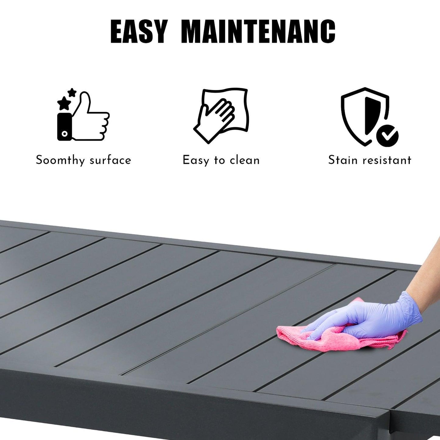 Outdoor 6-10 Person Aluminum Patio Extendable Dining Table - Modern Rectangular Table for Patio, Deck, Garden, Courtyard (Table Only) Furniture Aoodor LLC