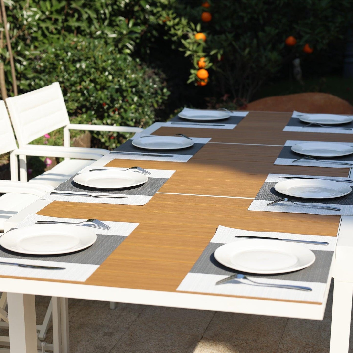 Outdoor 6-10 Person Aluminum Patio Extendable Dining Table - Modern Rectangular Table for Patio, Deck, Garden, Courtyard (Table Only) Furniture Aoodor LLC