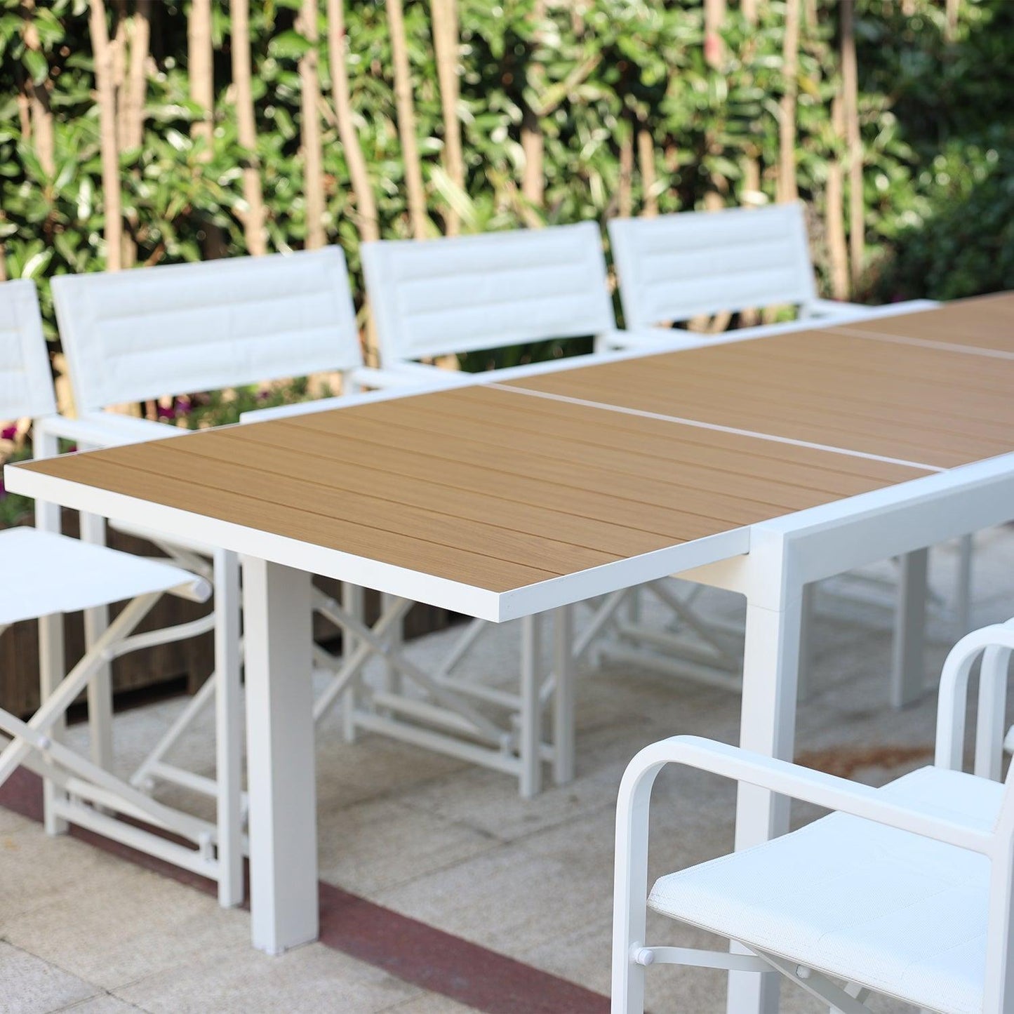 Outdoor 6-10 Person Aluminum Patio Extendable Dining Table - Modern Rectangular Table for Patio, Deck, Garden, Courtyard (Table Only) Furniture Aoodor LLC
