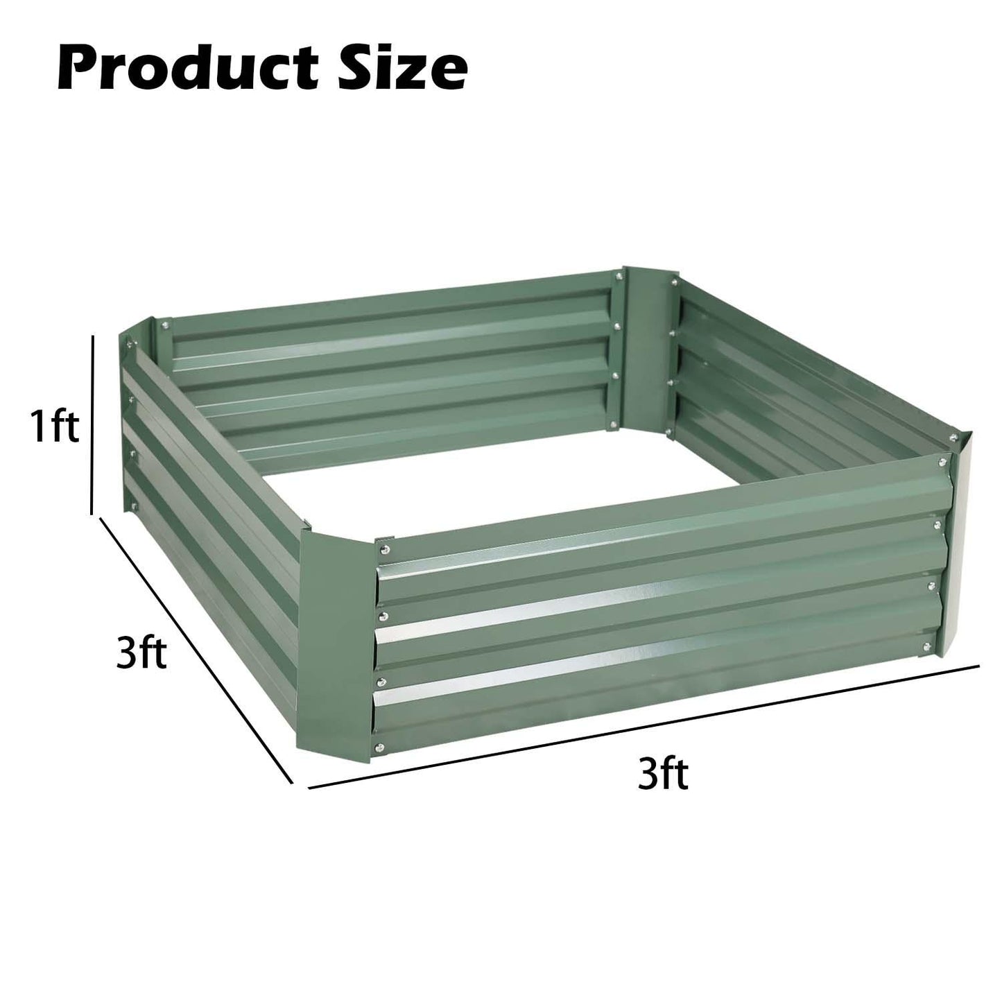 Outdoor Raised Garden Bed 3' x 3' x 1' Galvanized Steel Planter Box - Set of 2 Aoodor