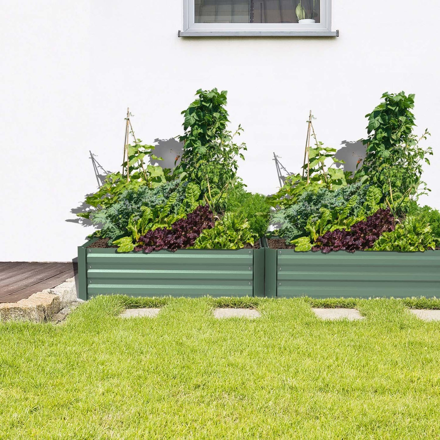 6x3/8x4 ft. Outdoor Raised Garden Bed - Reinforced Galvanized Steel Planter Box - Aoodor