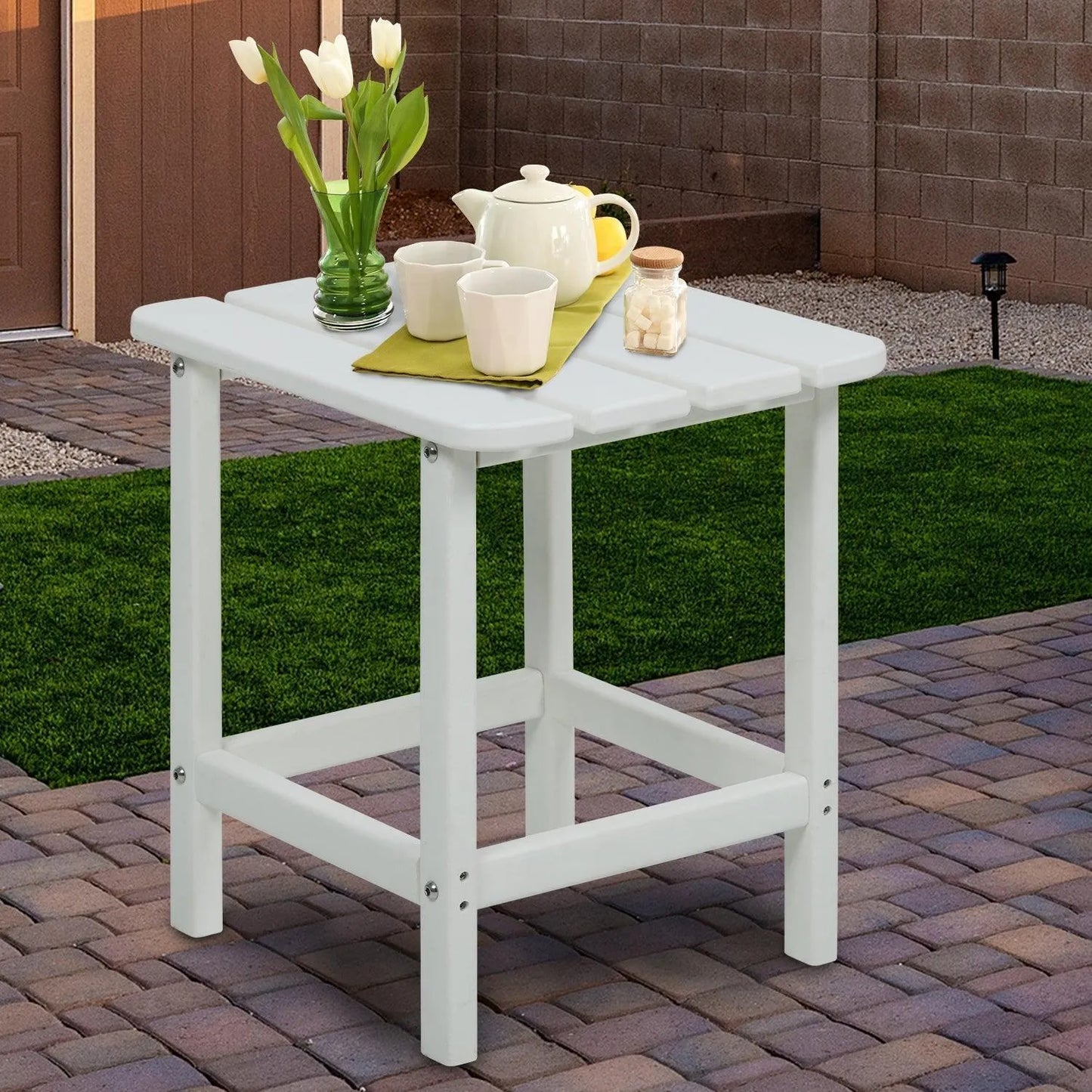 Outdoor Side Table, Square Adirondack Patio End Table for Patio, Pool, Porch Furniture Aoodor