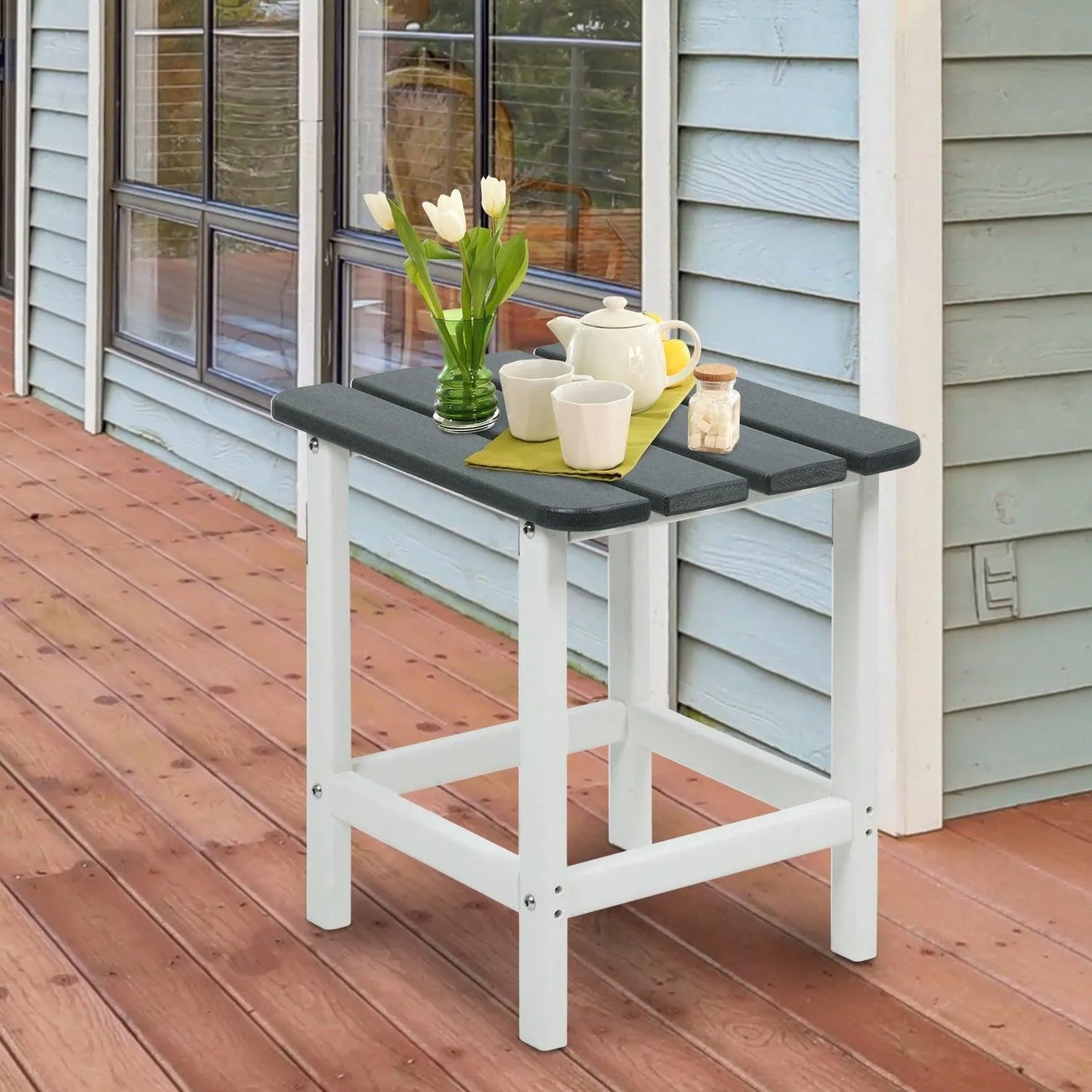 Outdoor Side Table, Square Adirondack Patio End Table for Patio, Pool, Porch Furniture Aoodor