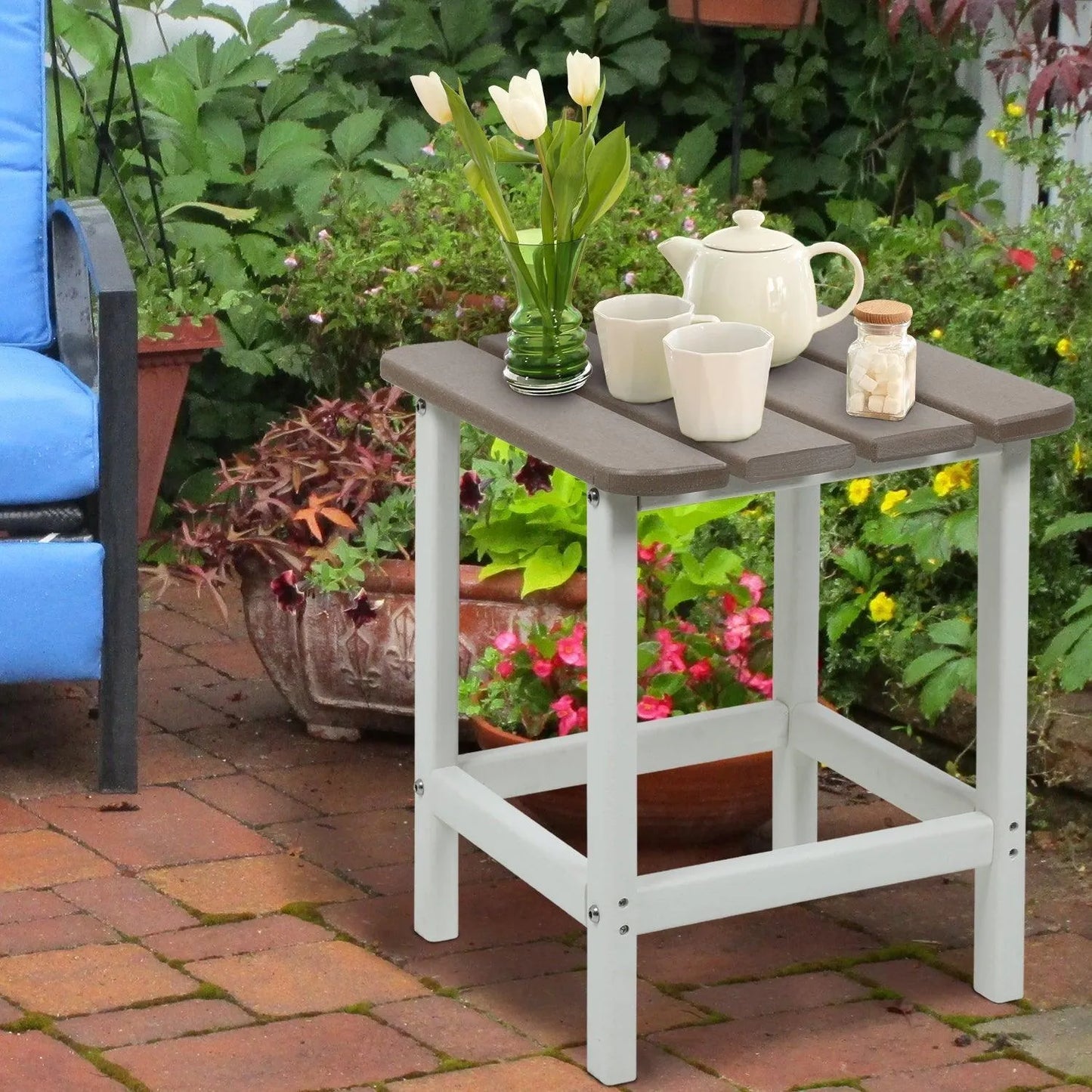 Outdoor Side Table, Square Adirondack Patio End Table for Patio, Pool, Porch Furniture Aoodor