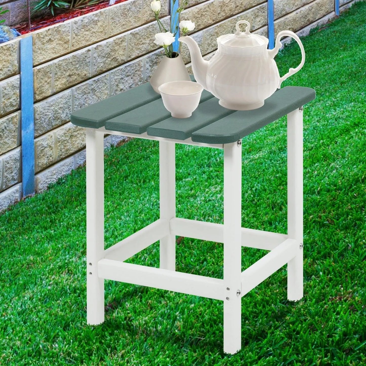 Outdoor Side Table, Square Adirondack Patio End Table for Patio, Pool, Porch Furniture Aoodor