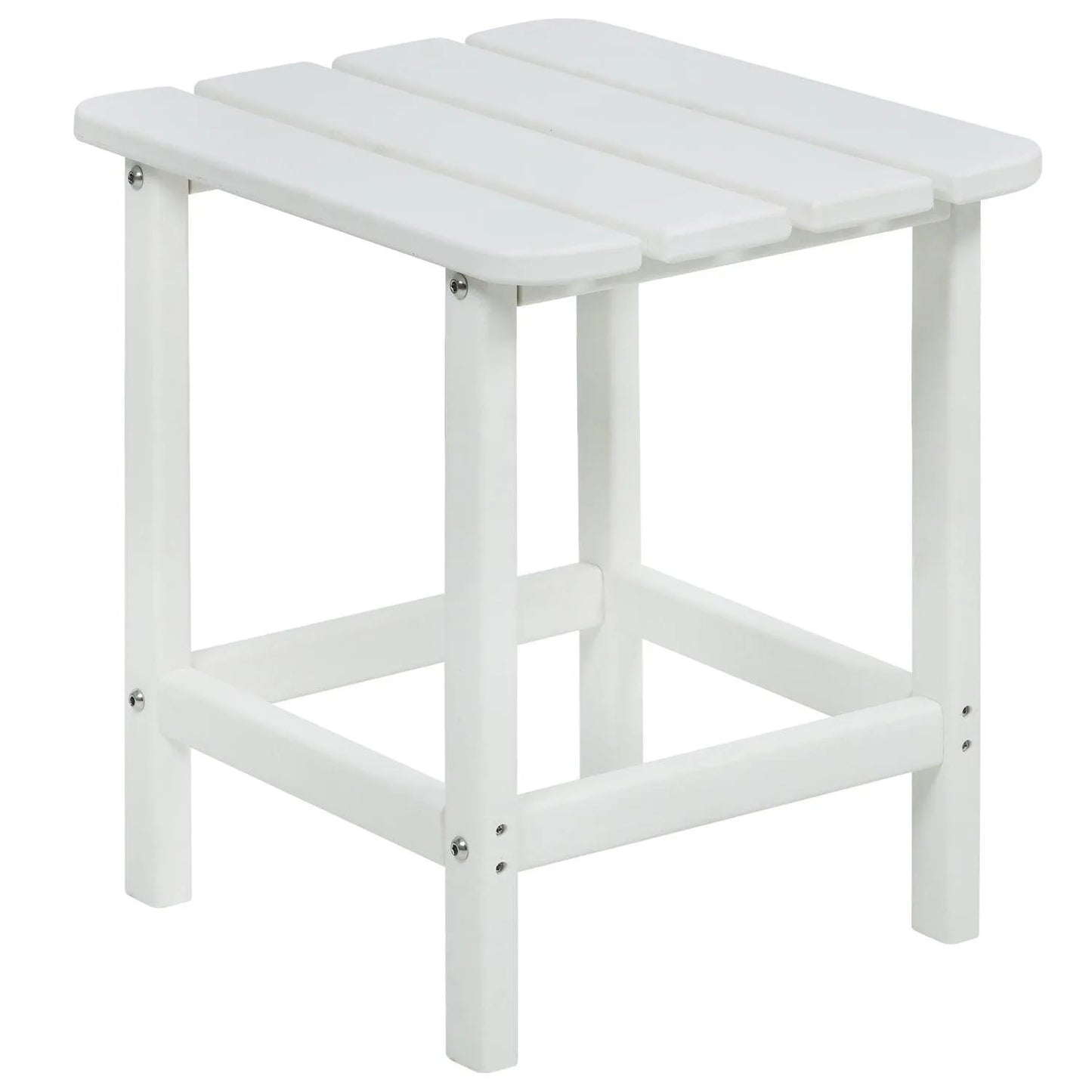 Outdoor Side Table, Square Adirondack Patio End Table for Patio, Pool, Porch Furniture Aoodor White
