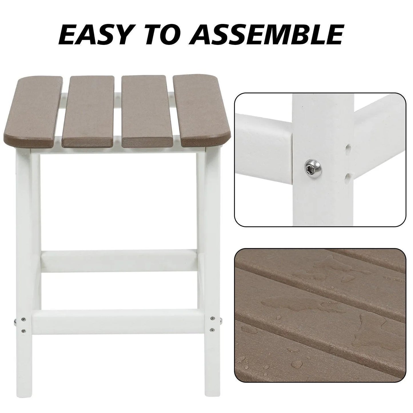 Outdoor Side Table, Square Adirondack Patio End Table for Patio, Pool, Porch Furniture Aoodor